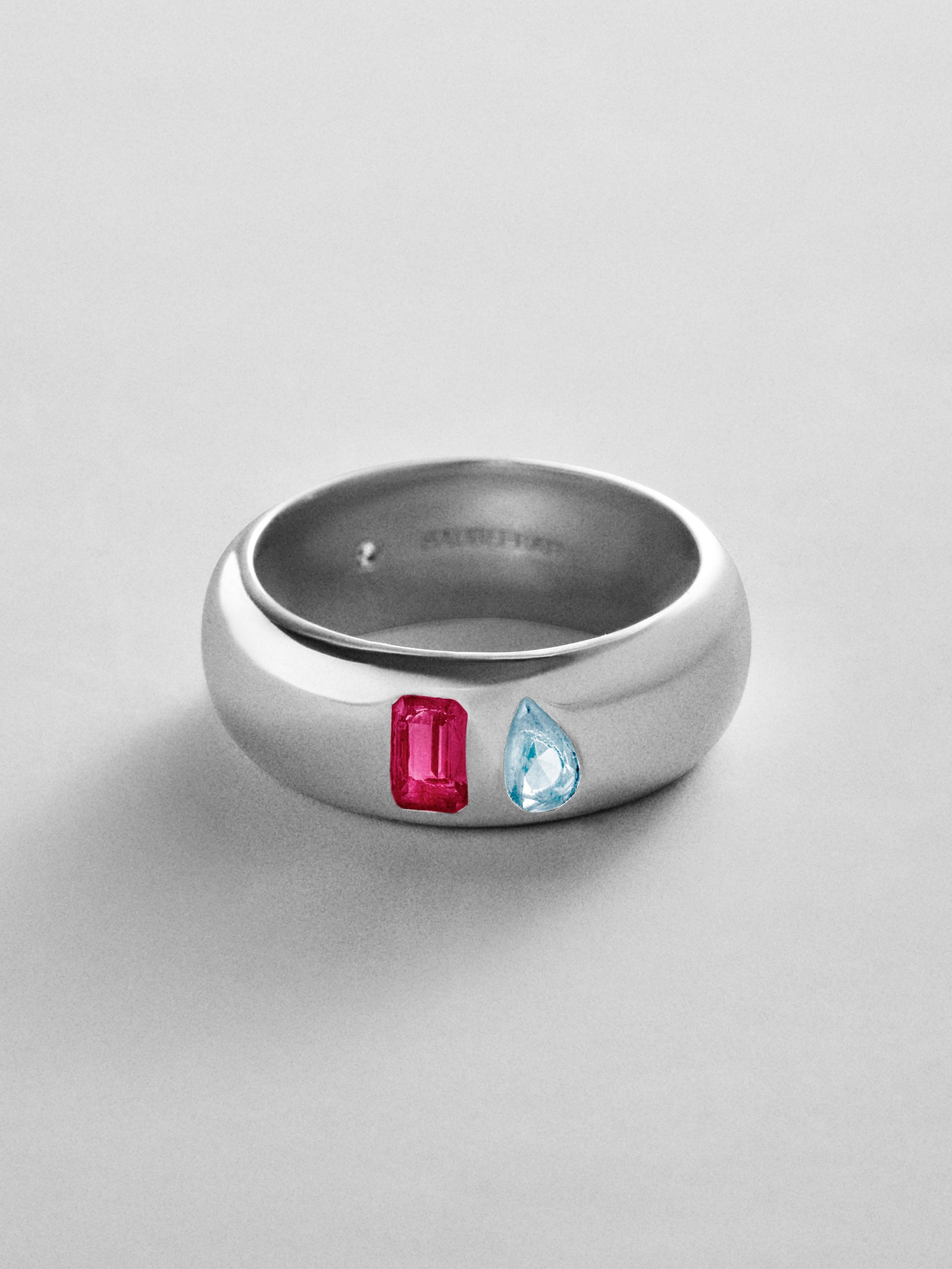 Multi-Stone Puffy Custom Birthstone Ring - Silver