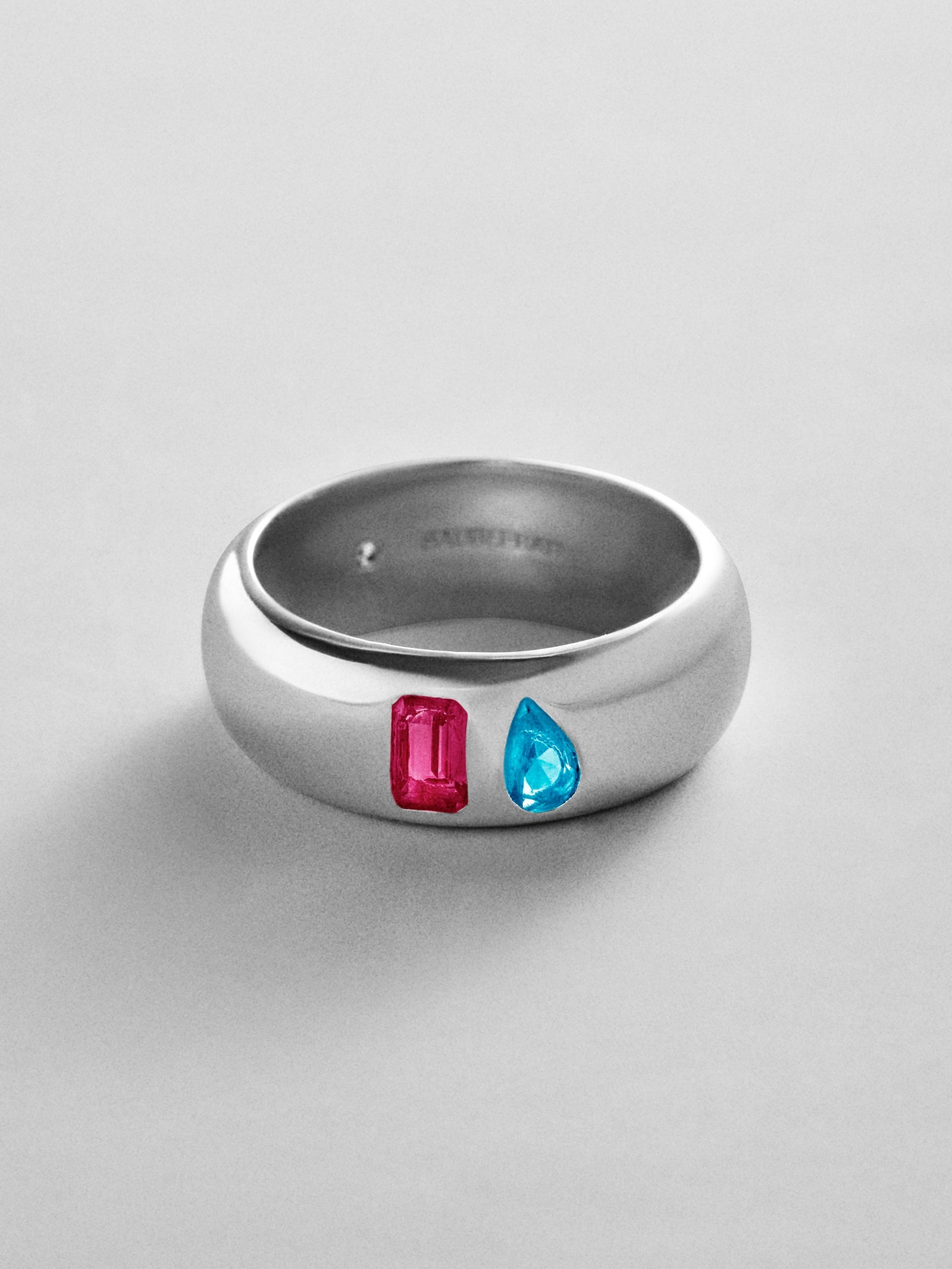 Multi-Stone Puffy Custom Birthstone Ring - Silver
