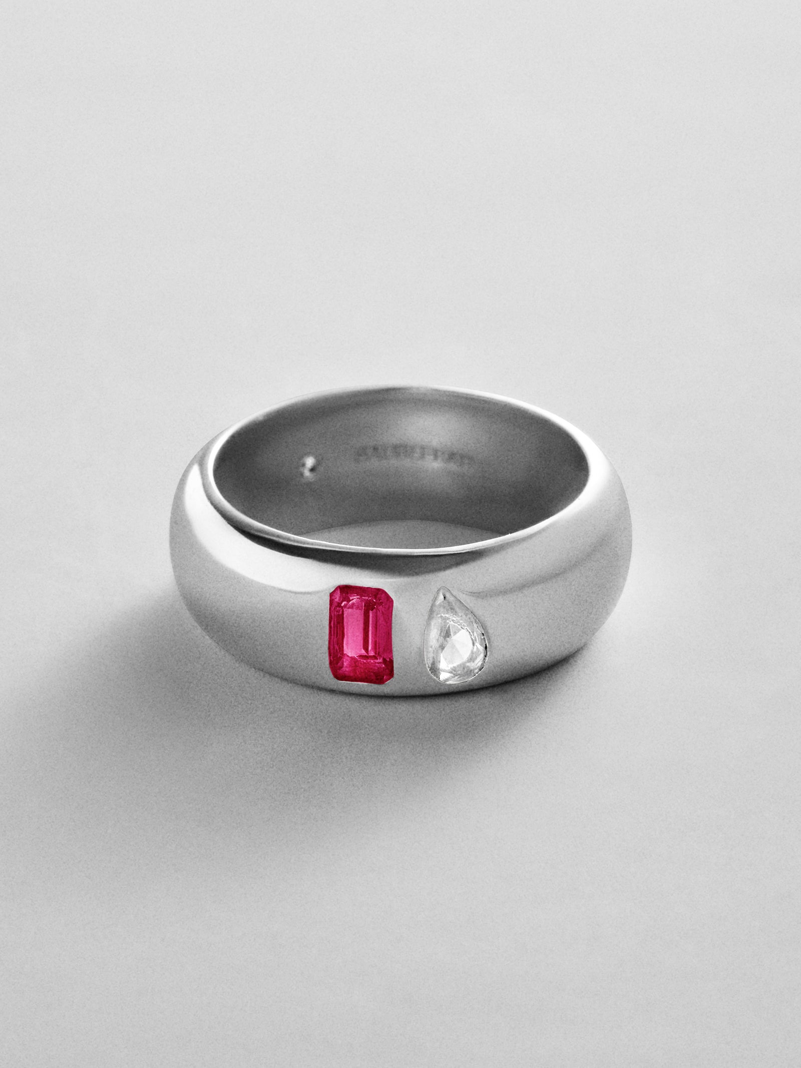 Multi-Stone Puffy Custom Birthstone Ring - Silver