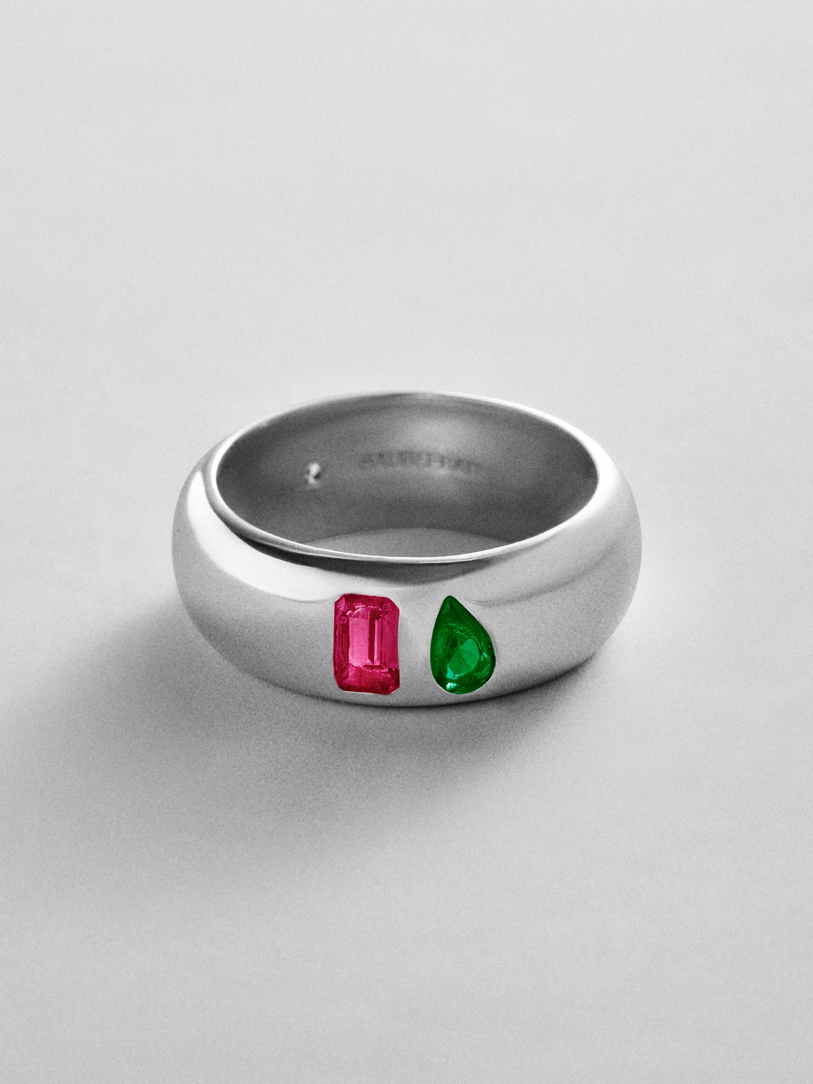 Multi-Stone Puffy Custom Birthstone Ring - Silver