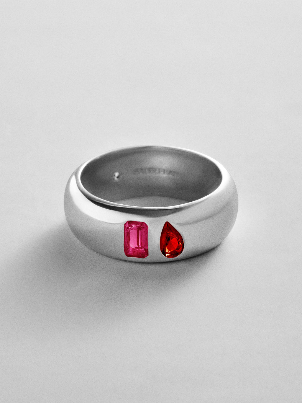 Multi-Stone Puffy Custom Birthstone Ring - Silver