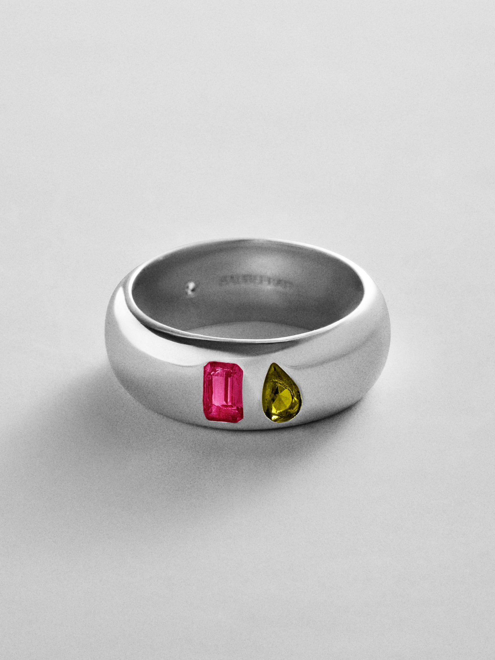 Multi-Stone Puffy Custom Birthstone Ring - Silver