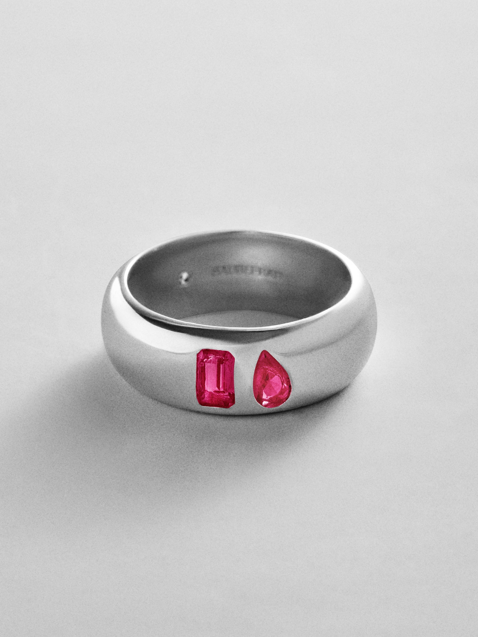 Multi-Stone Puffy Custom Birthstone Ring - Silver