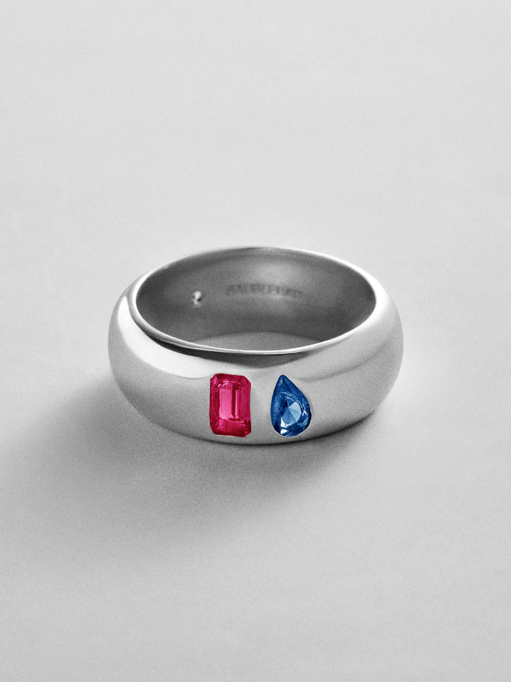 Multi-Stone Puffy Custom Birthstone Ring - Silver
