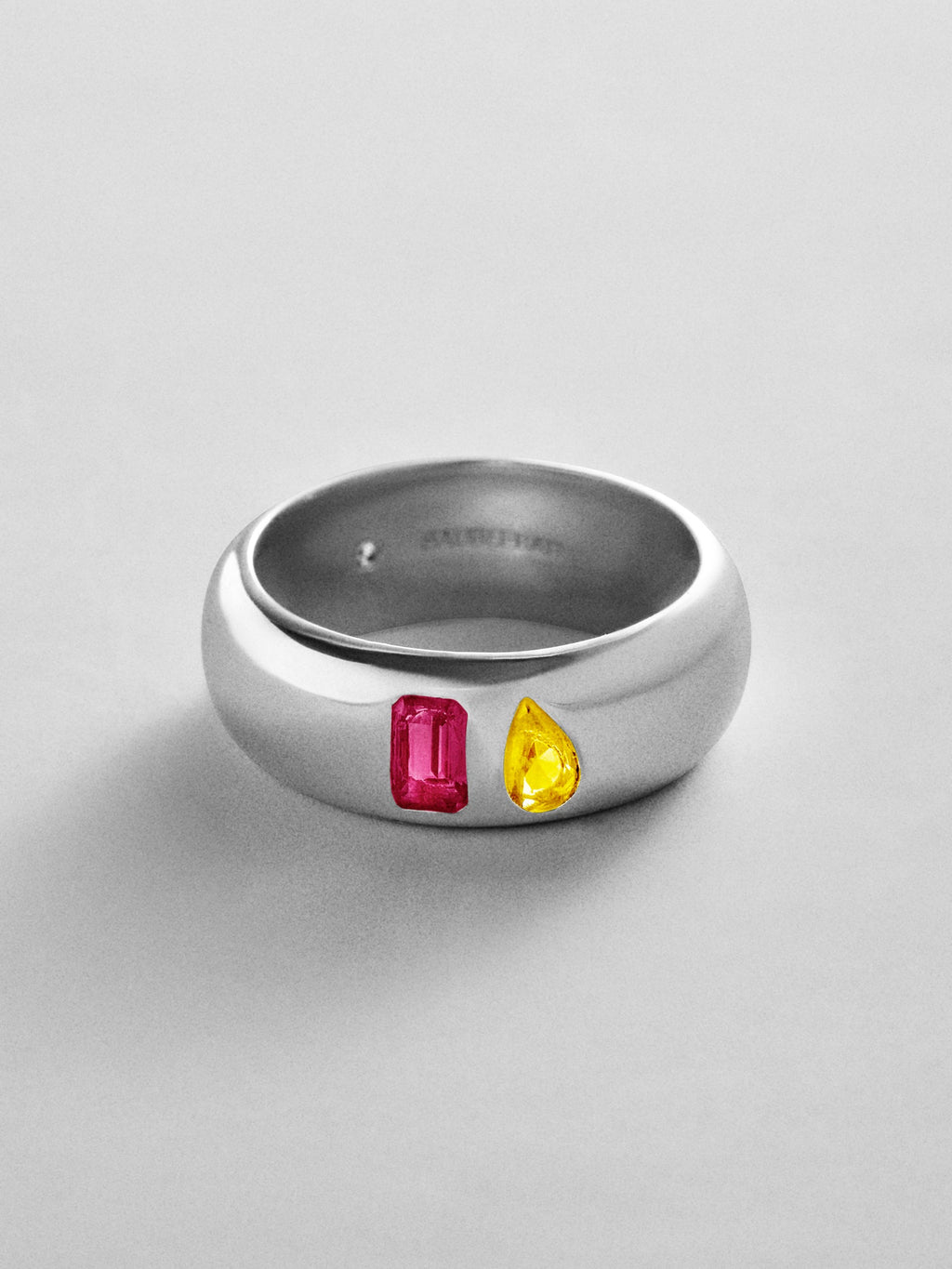 Multi-Stone Puffy Custom Birthstone Ring - Silver