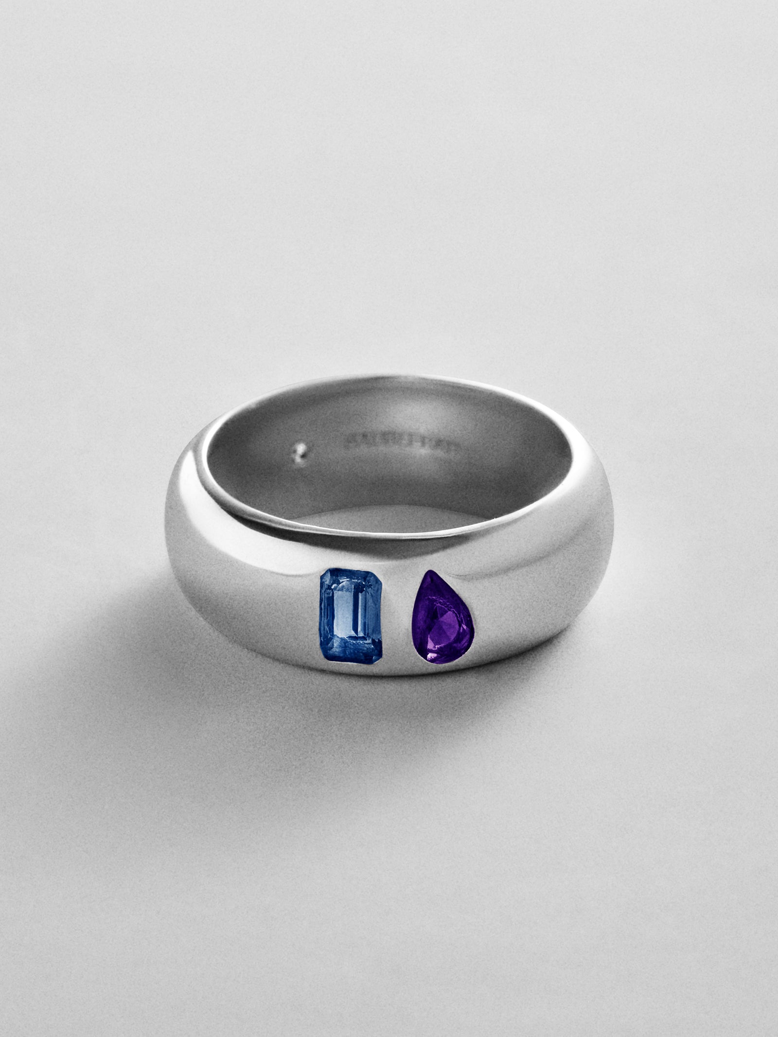Multi-Stone Puffy Custom Birthstone Ring - Silver