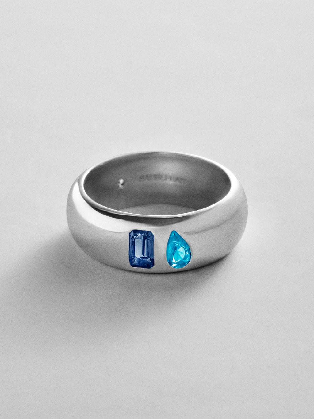 Multi-Stone Puffy Custom Birthstone Ring - Silver