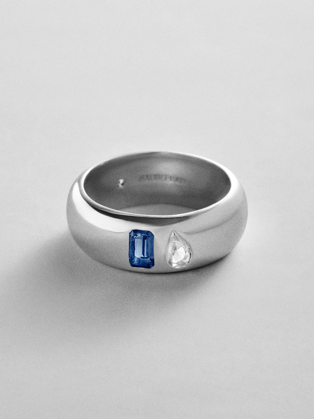Multi-Stone Puffy Custom Birthstone Ring - Silver