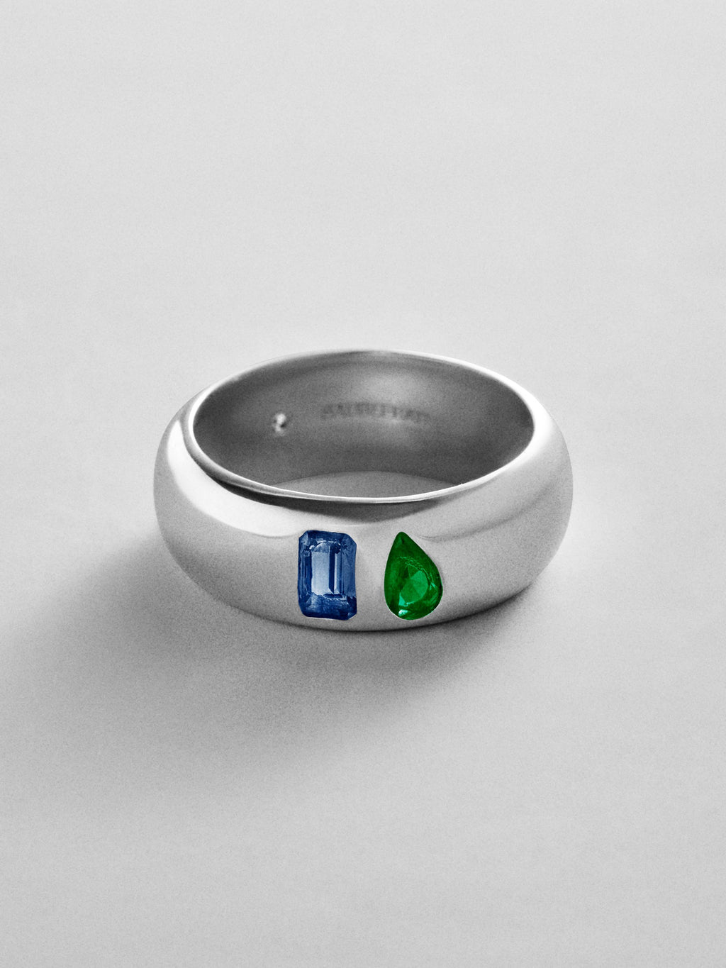Multi-Stone Puffy Custom Birthstone Ring - Silver