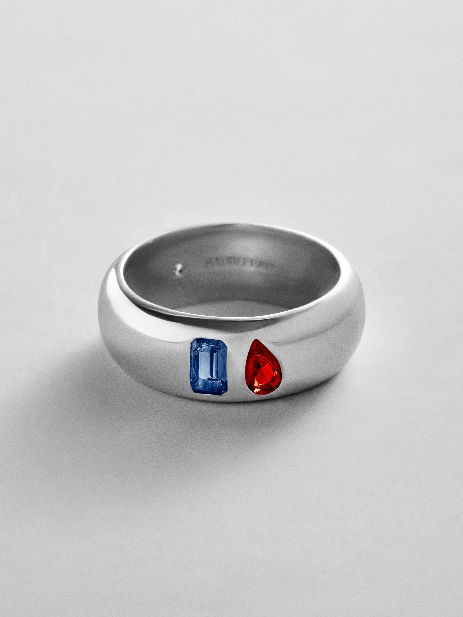 Multi-Stone Puffy Custom Birthstone Ring - Silver