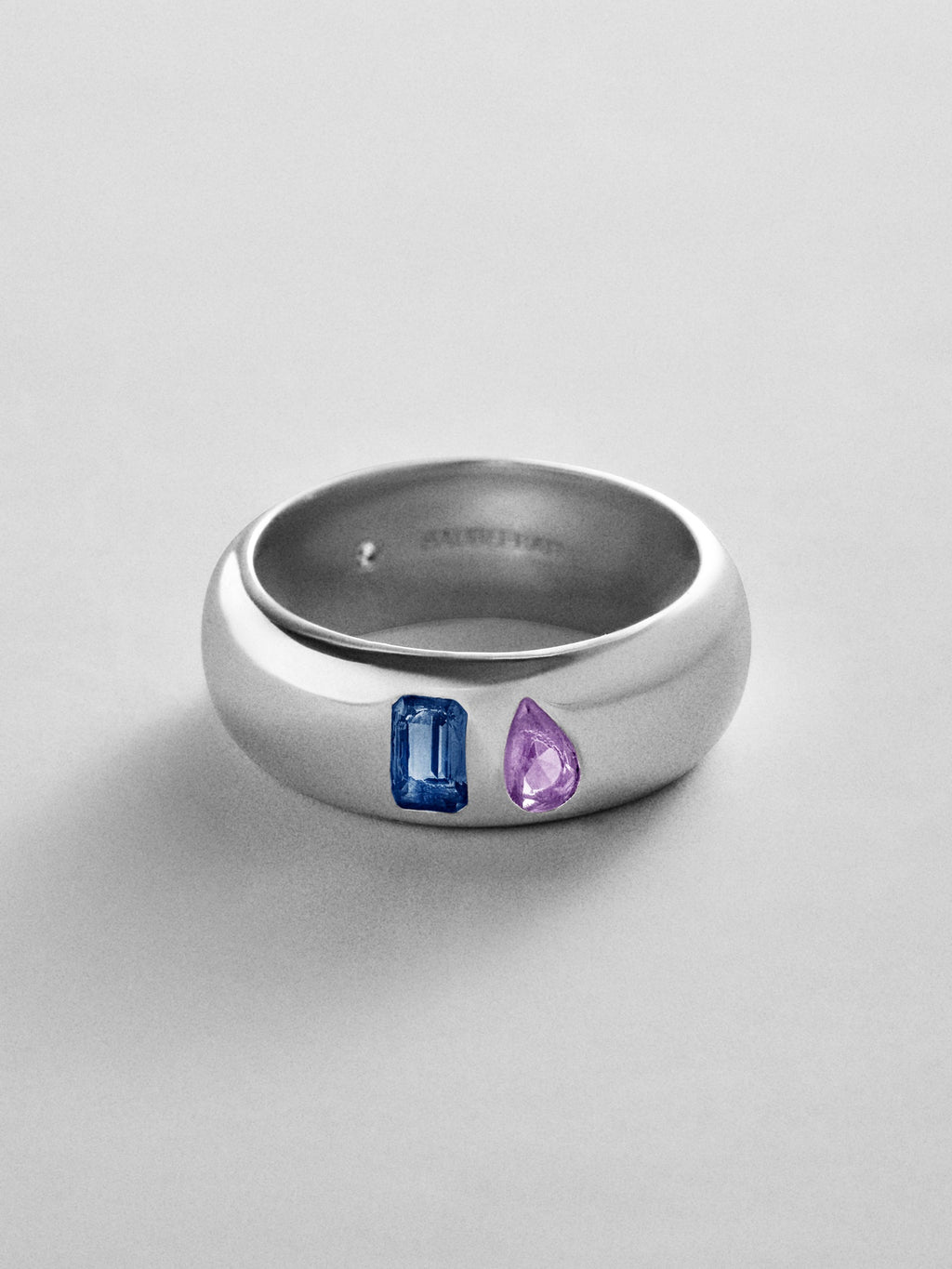 Multi-Stone Puffy Custom Birthstone Ring - Silver