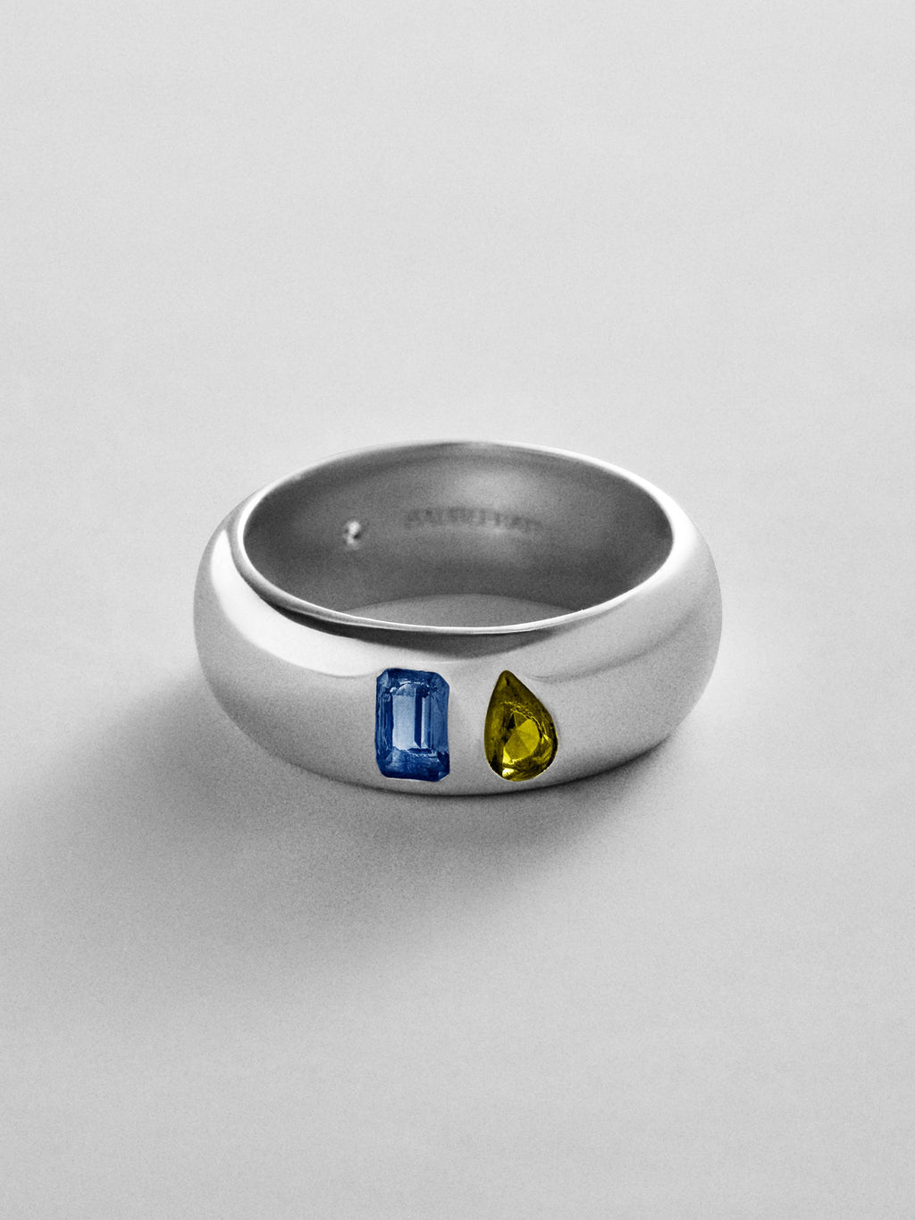 Multi-Stone Puffy Custom Birthstone Ring - Silver