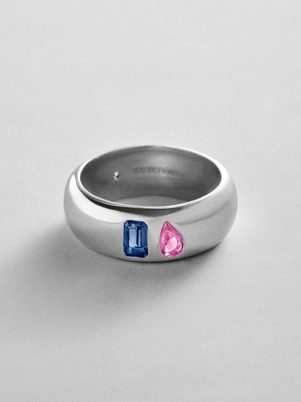 Multi-Stone Puffy Custom Birthstone Ring - Silver
