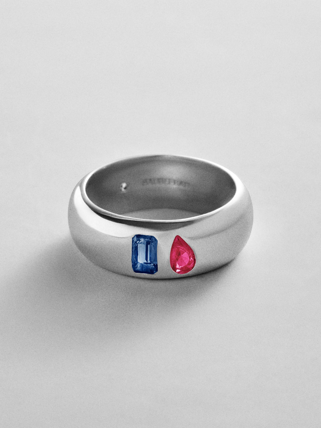 Multi-Stone Puffy Custom Birthstone Ring - Silver