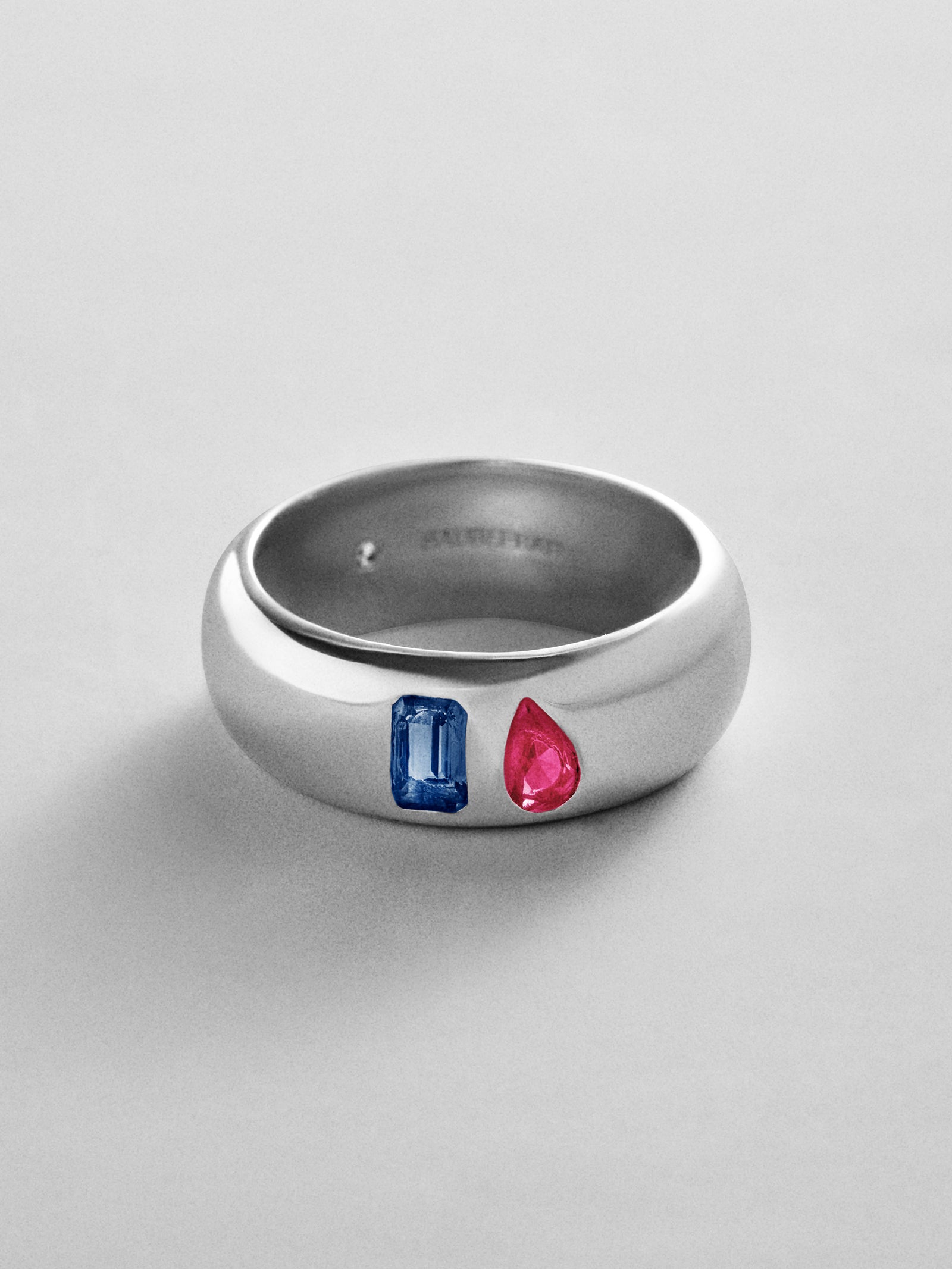 Multi-Stone Puffy Custom Birthstone Ring - Silver