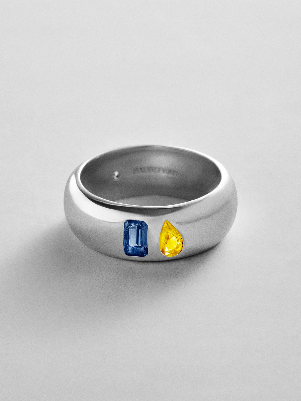 Multi-Stone Puffy Custom Birthstone Ring - Silver