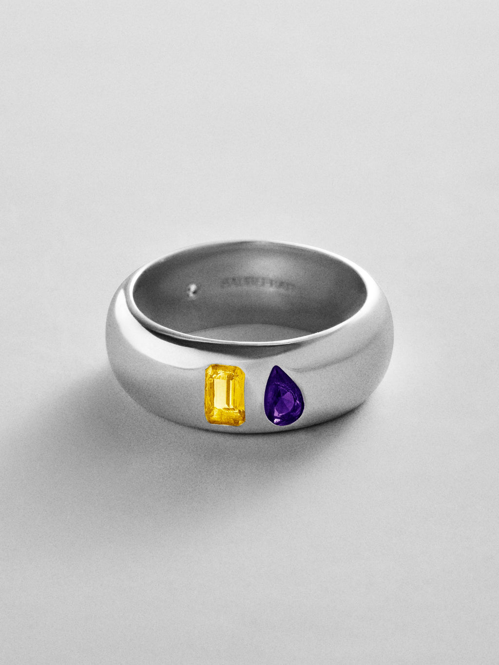 Multi-Stone Puffy Custom Birthstone Ring - Silver