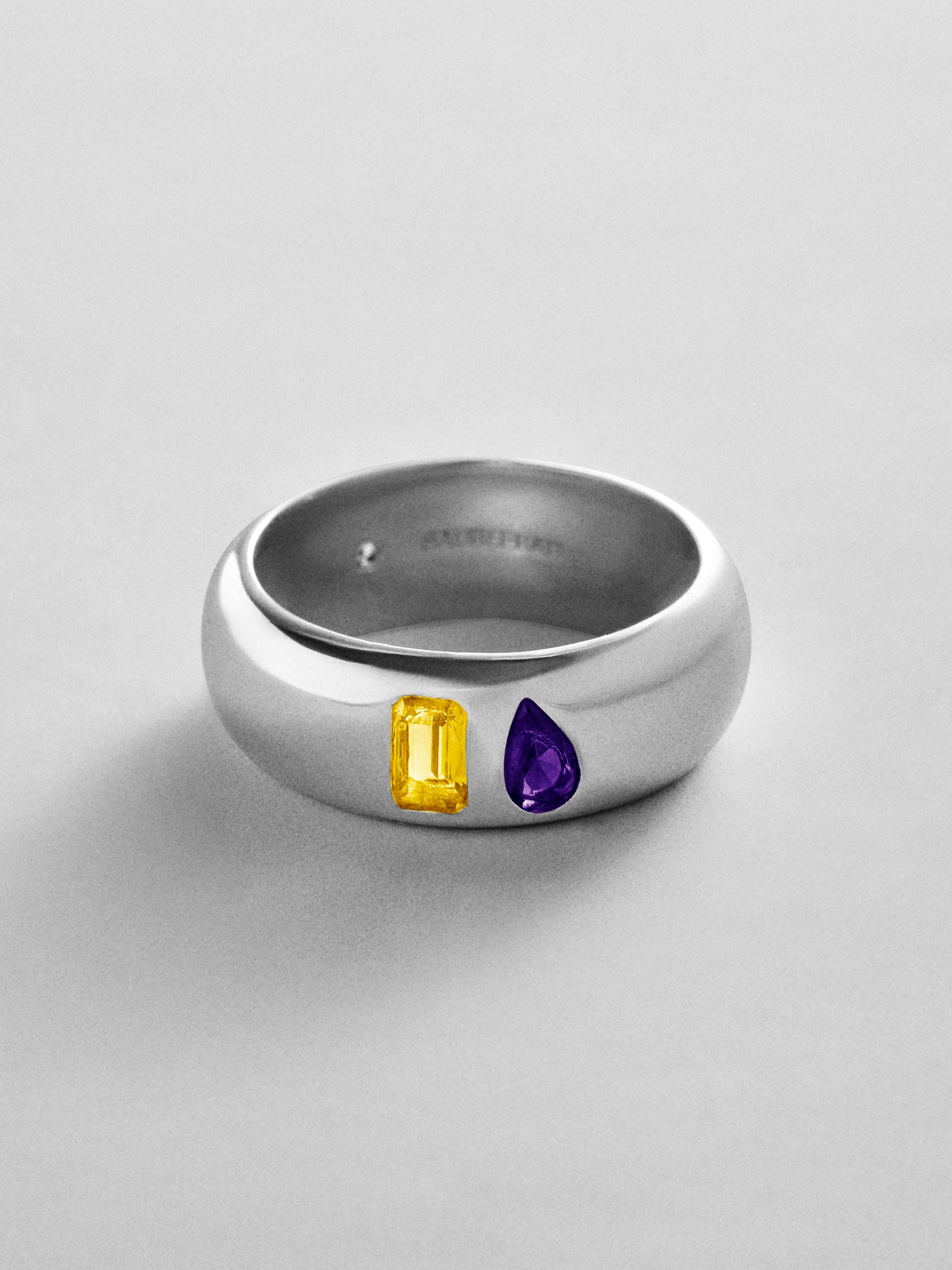 Multi-Stone Puffy Custom Birthstone Ring - Silver