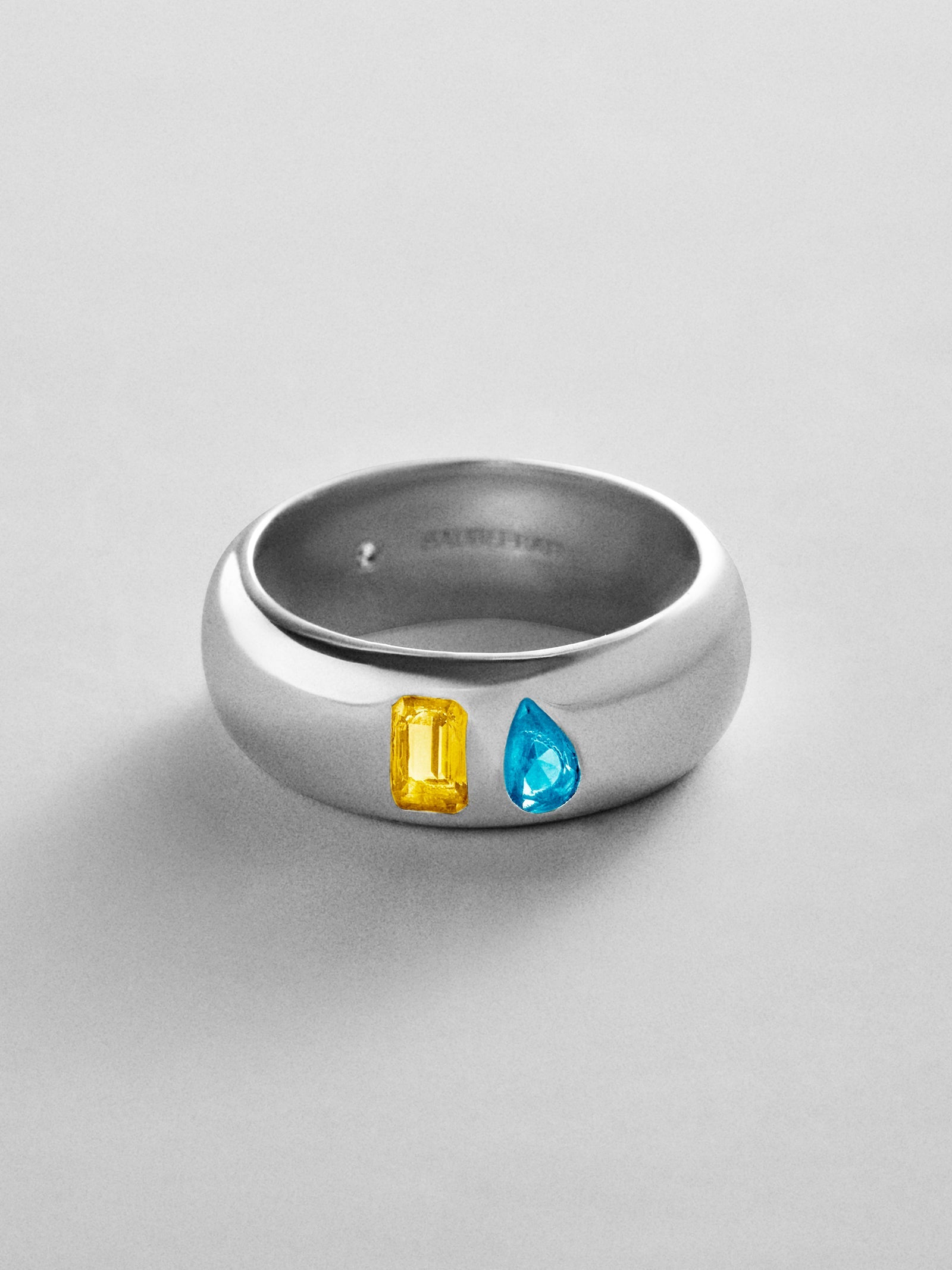 Multi-Stone Puffy Custom Birthstone Ring - Silver