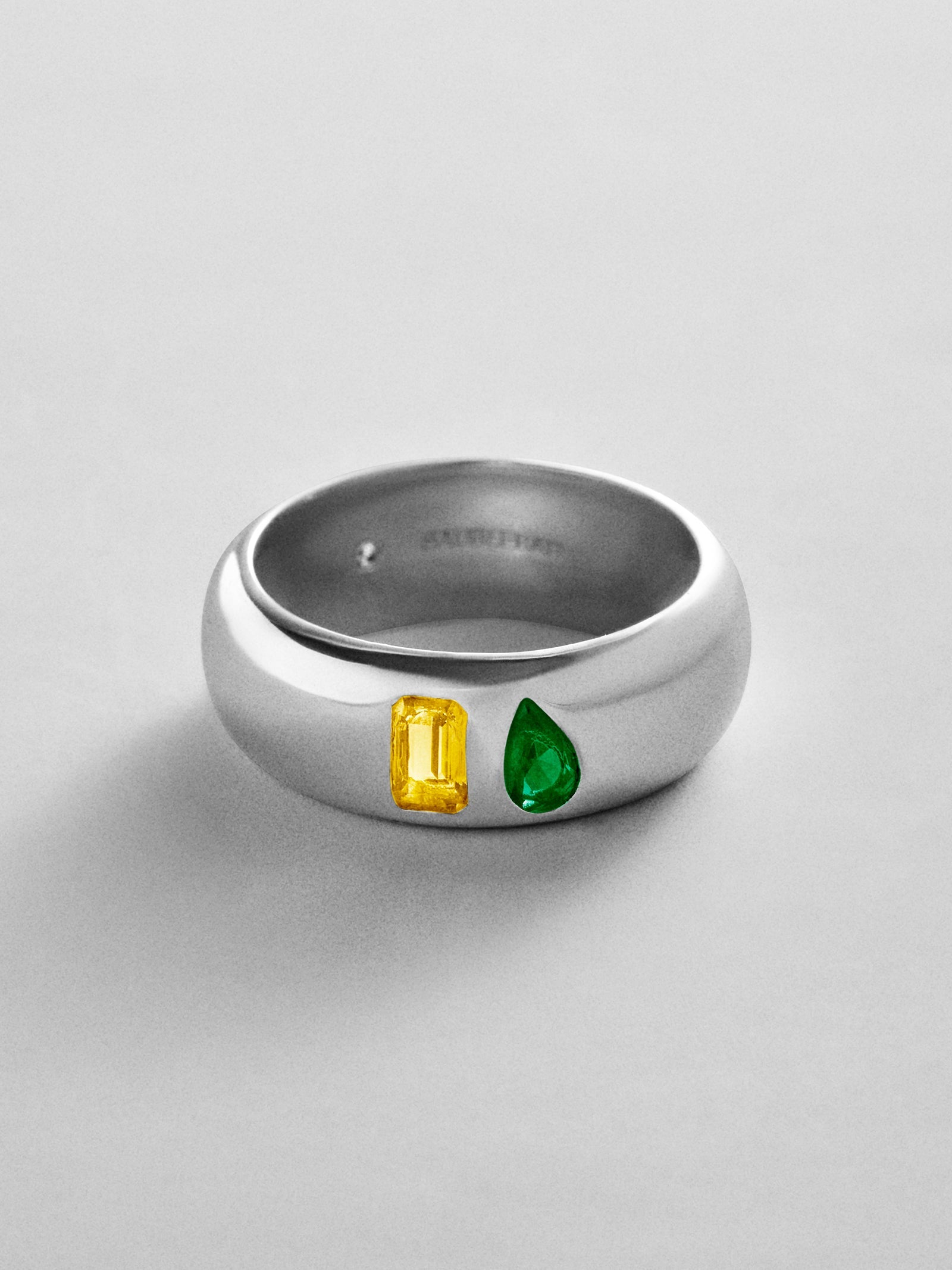 Multi-Stone Puffy Custom Birthstone Ring - Silver