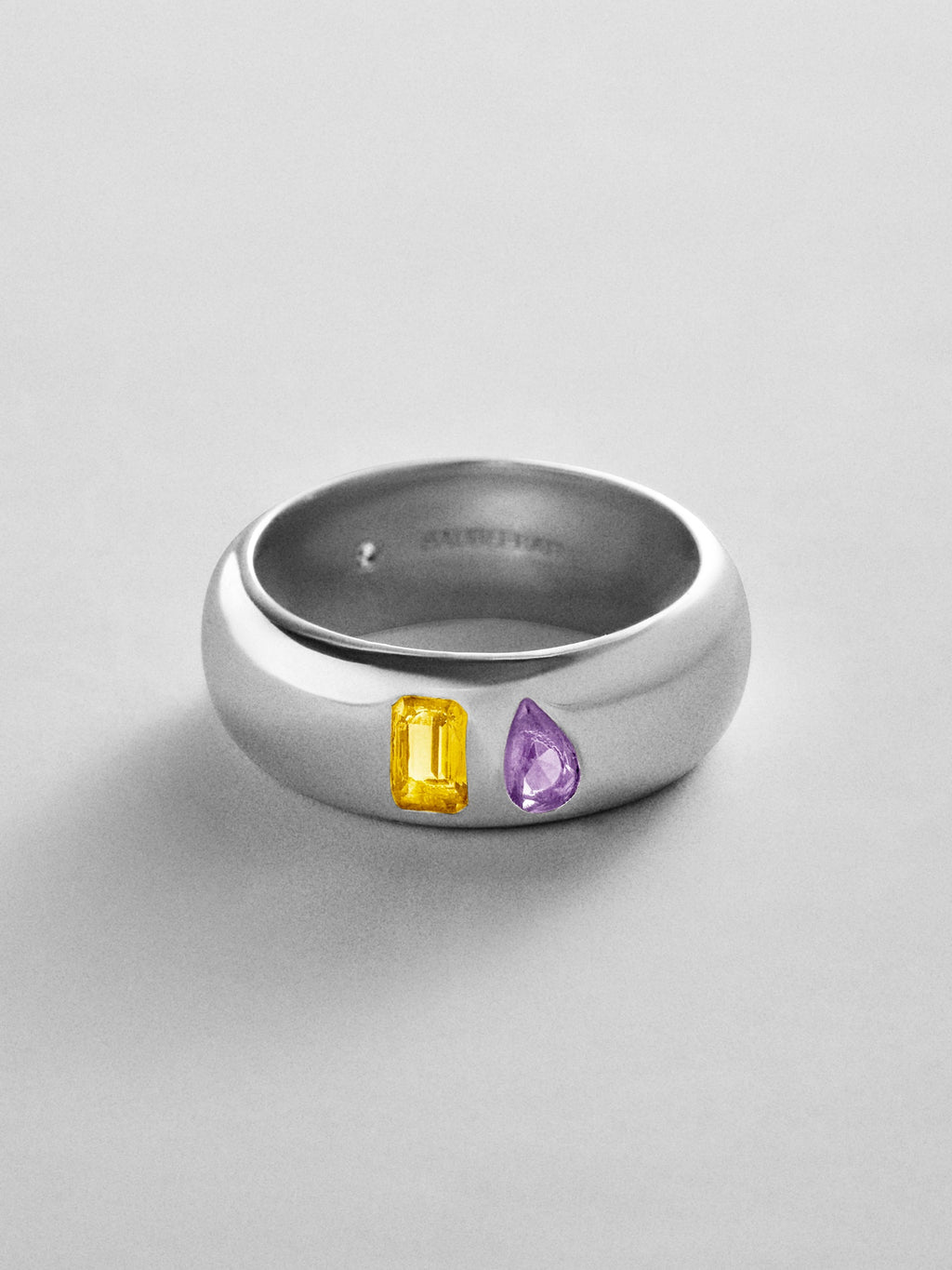 Multi-Stone Puffy Custom Birthstone Ring - Silver