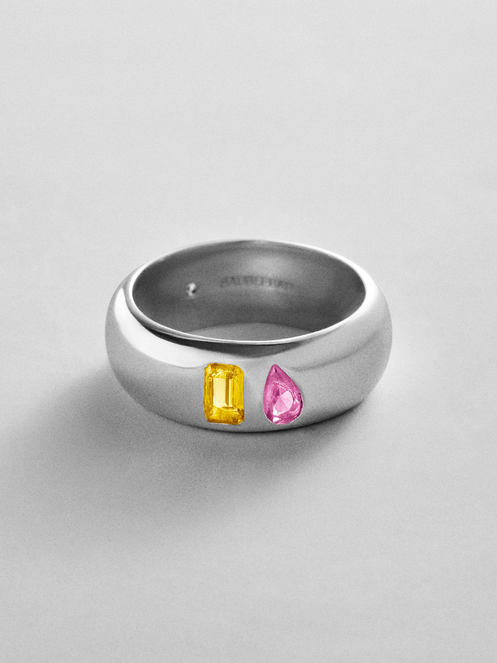 Multi-Stone Puffy Custom Birthstone Ring - Silver