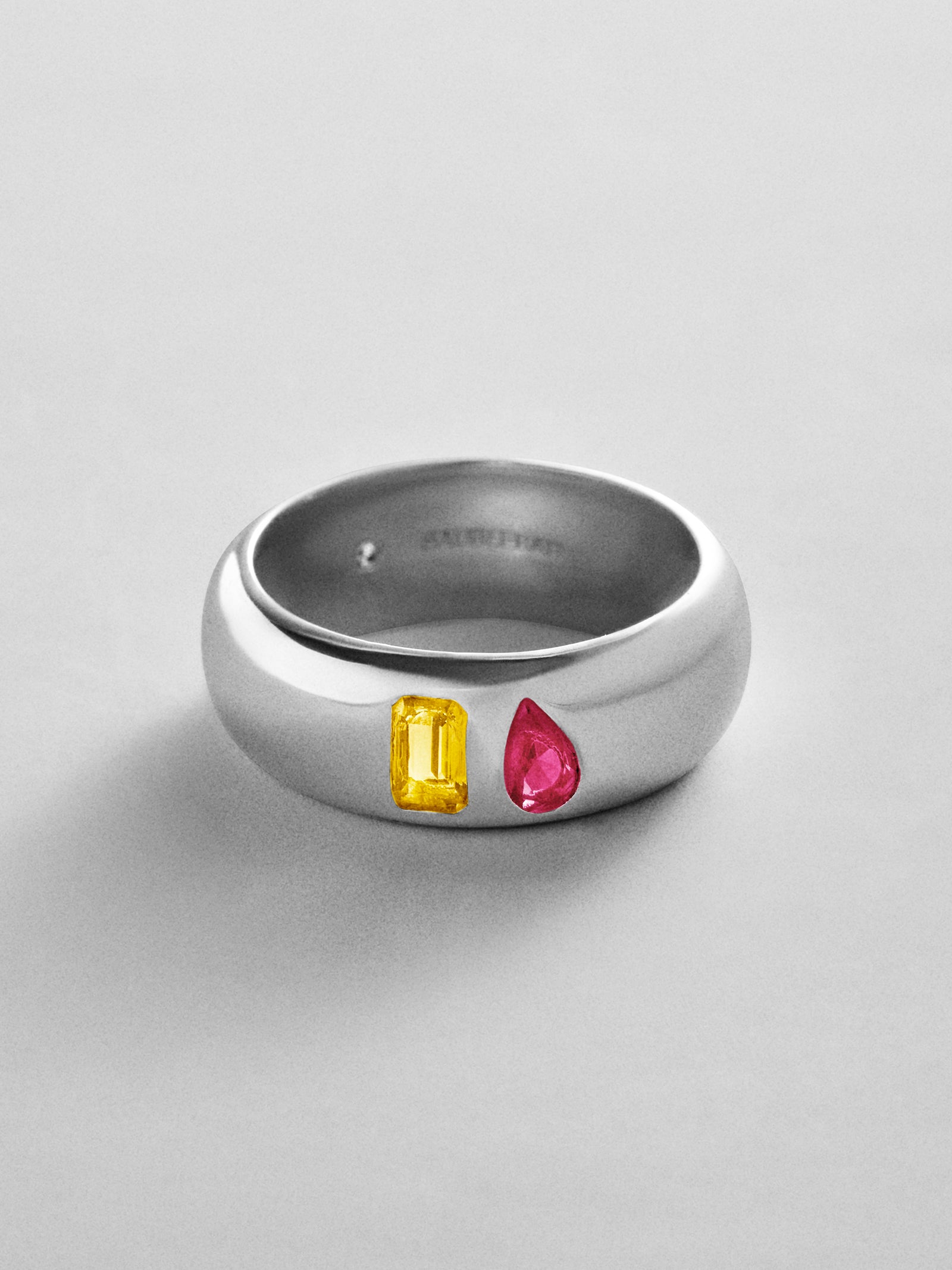 Multi-Stone Puffy Custom Birthstone Ring - Silver