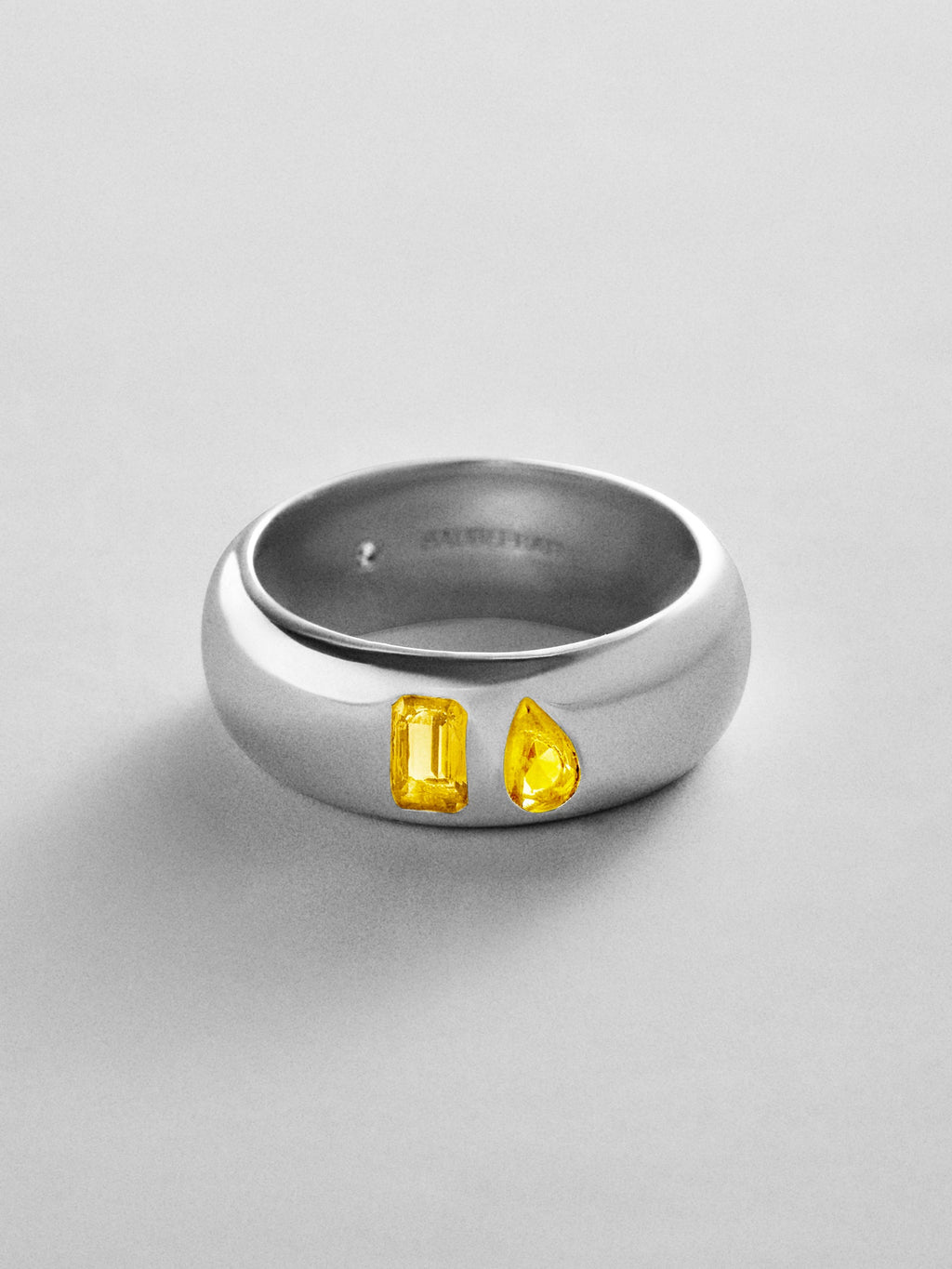 Multi-Stone Puffy Custom Birthstone Ring - Silver