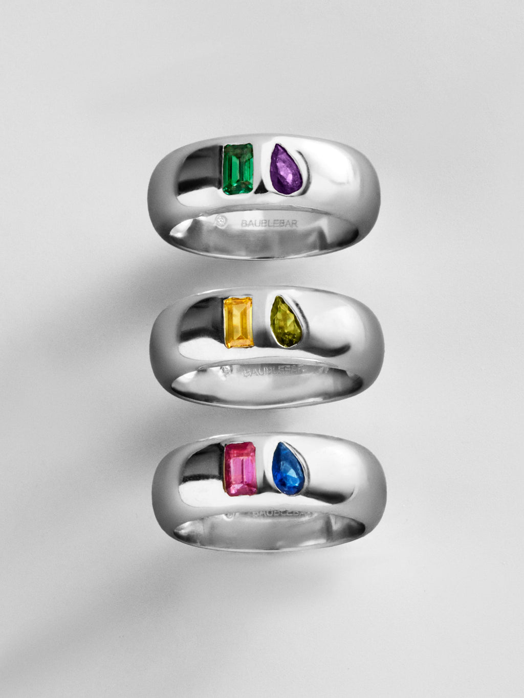 Multi-Stone Puffy Custom Birthstone Ring - Silver