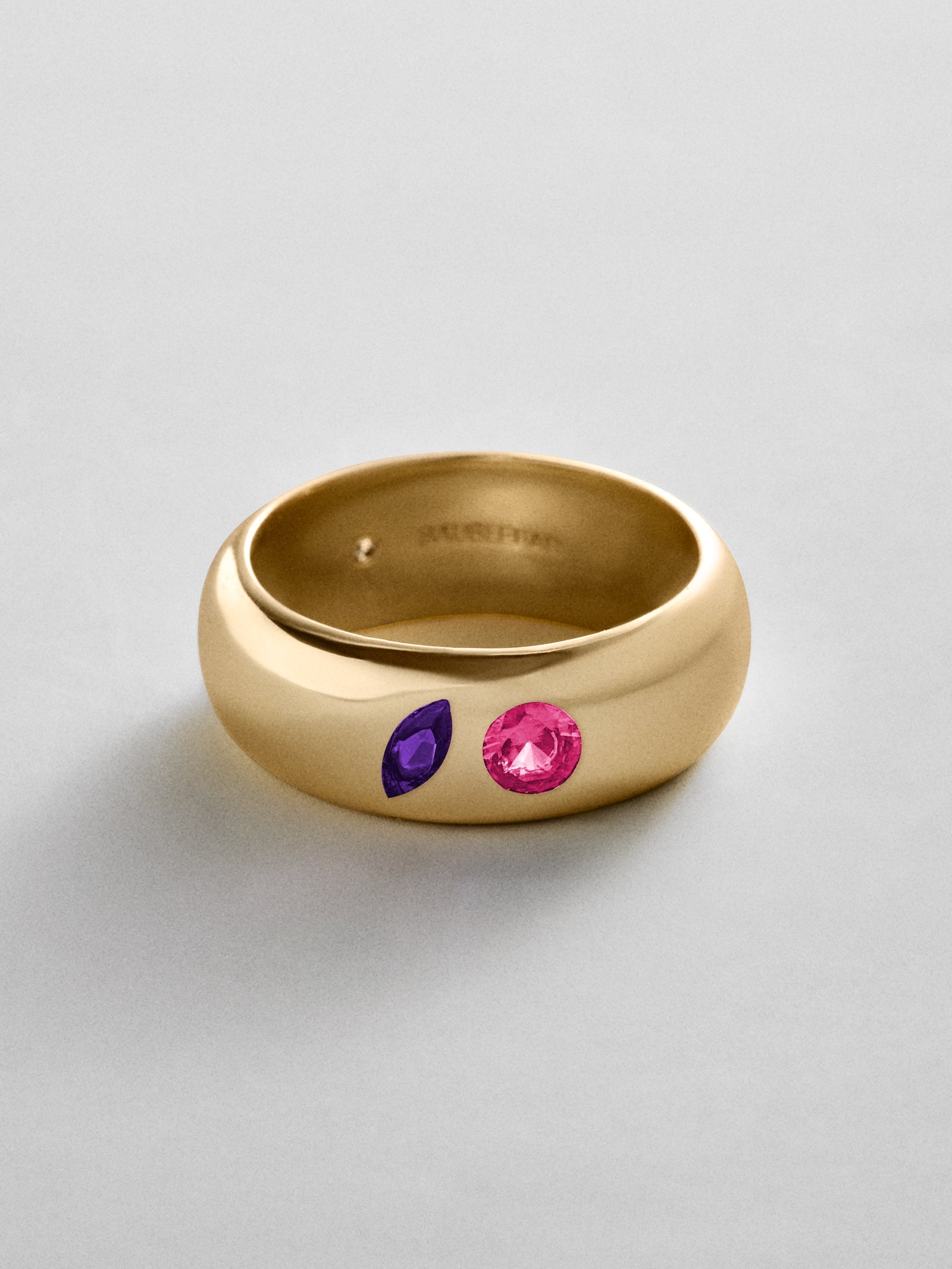 Multi-Stone Puffy Custom Birthstone Ring - Gold