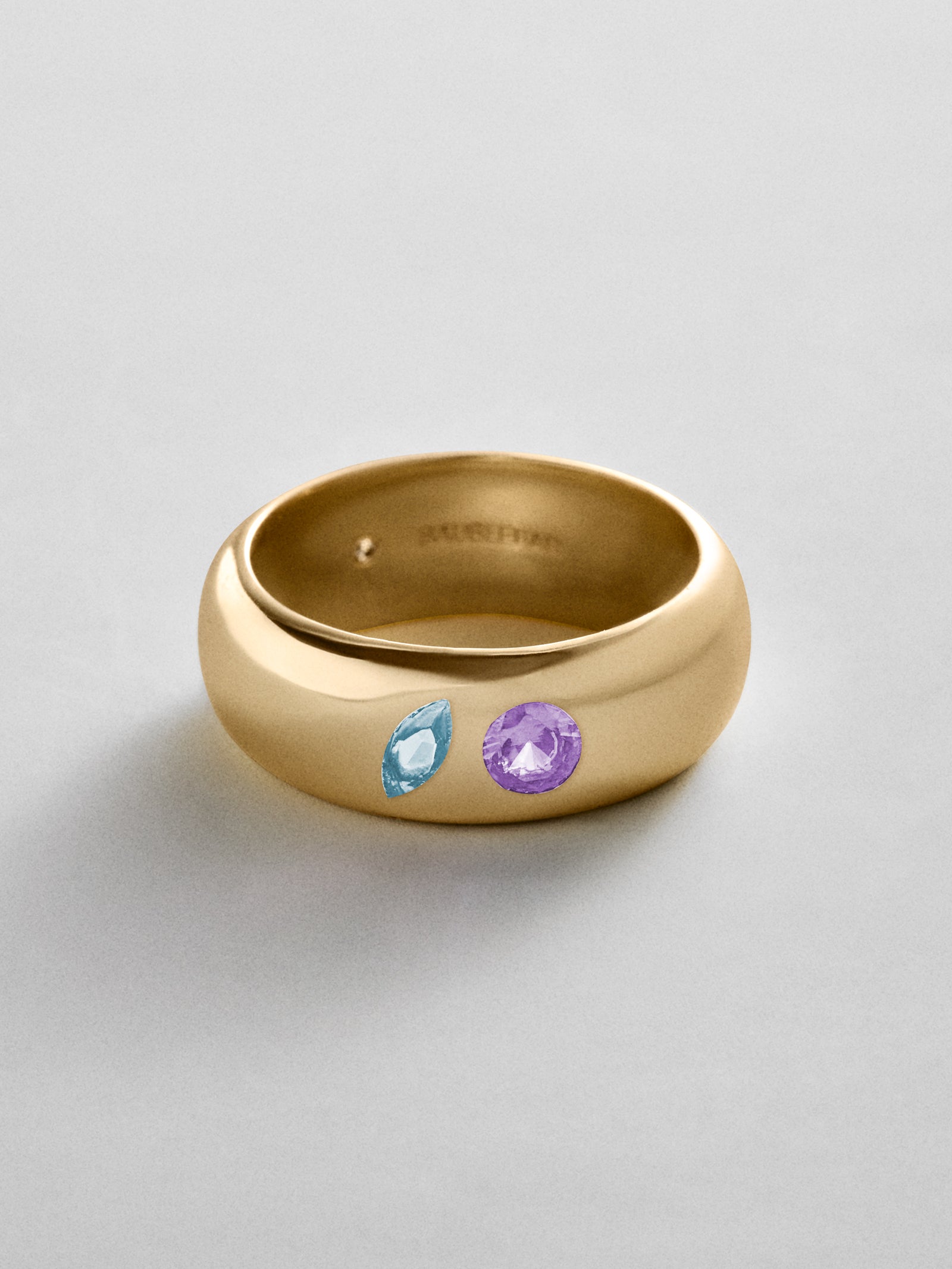 Multi-Stone Puffy Custom Birthstone Ring - Gold