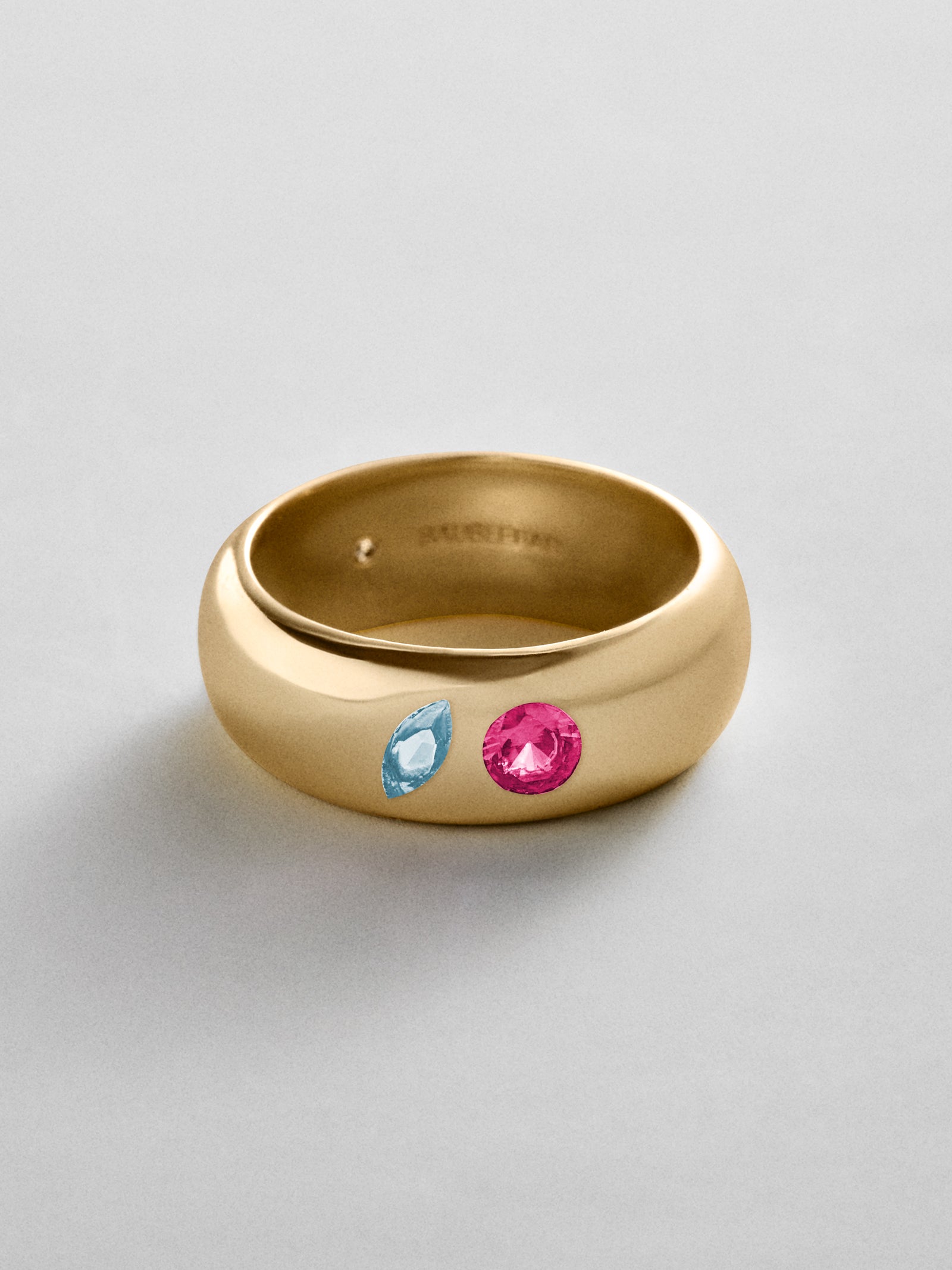 Multi-Stone Puffy Custom Birthstone Ring - Gold