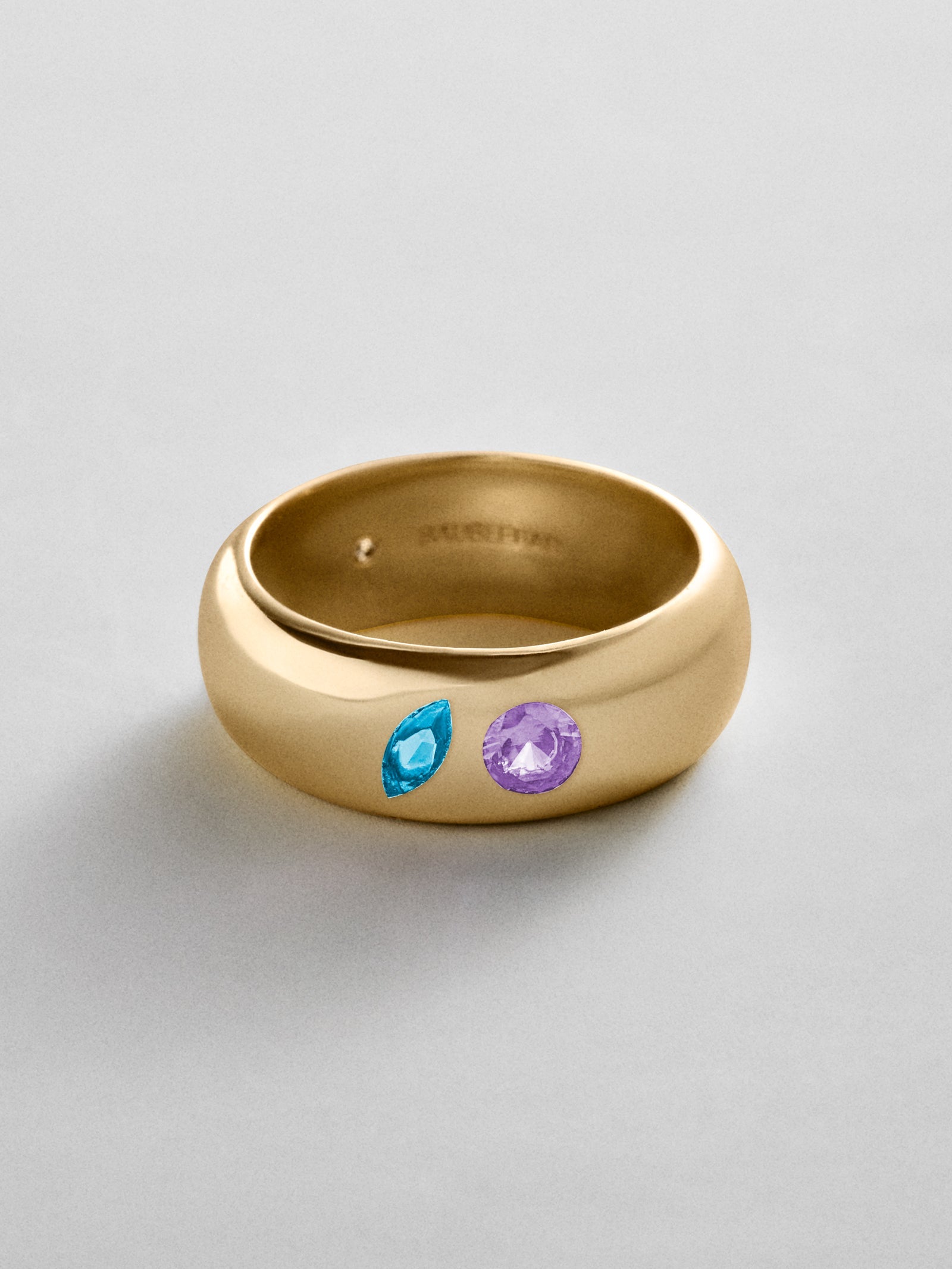 Multi-Stone Puffy Custom Birthstone Ring - Gold