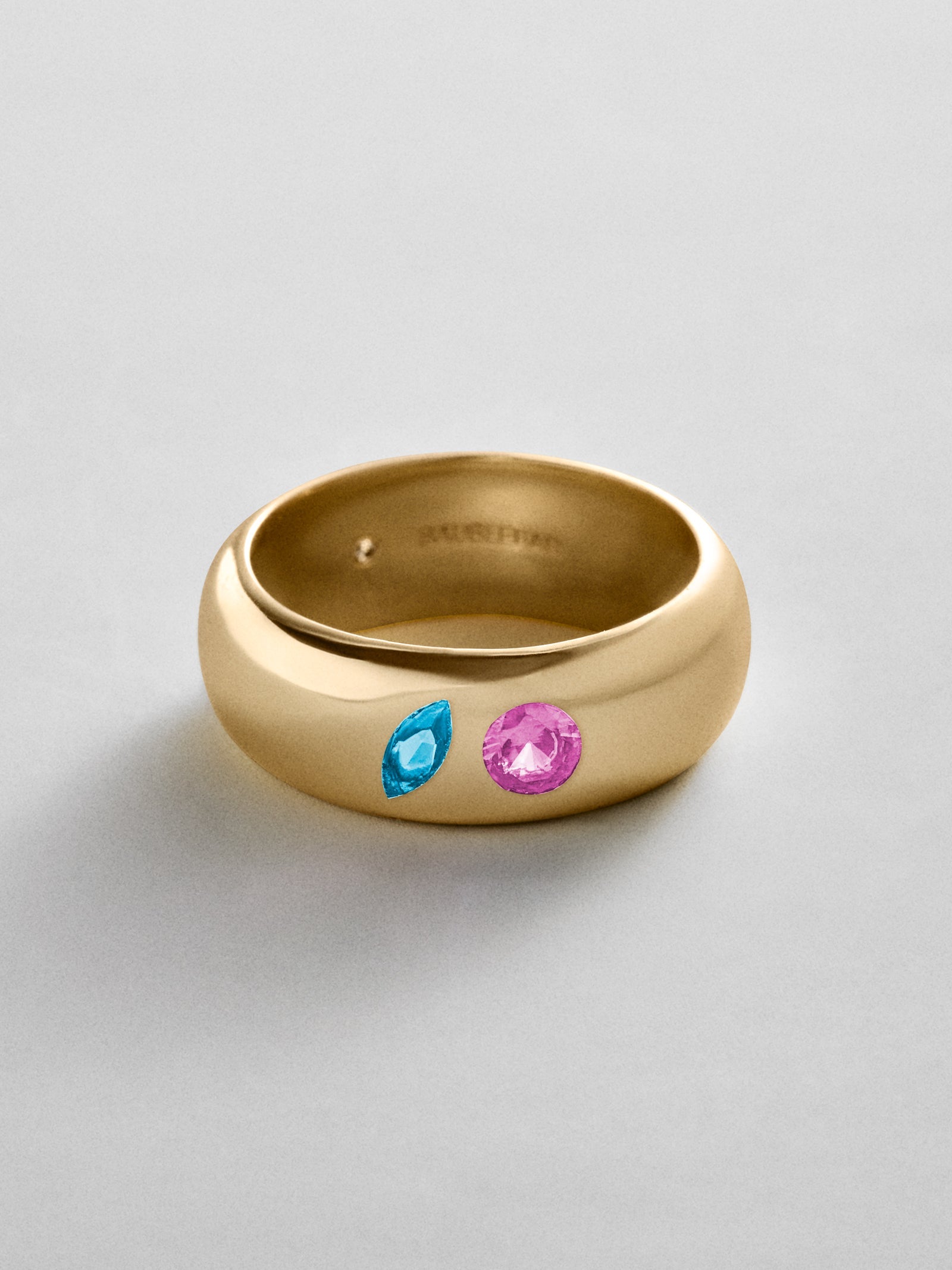 Multi-Stone Puffy Custom Birthstone Ring - Gold