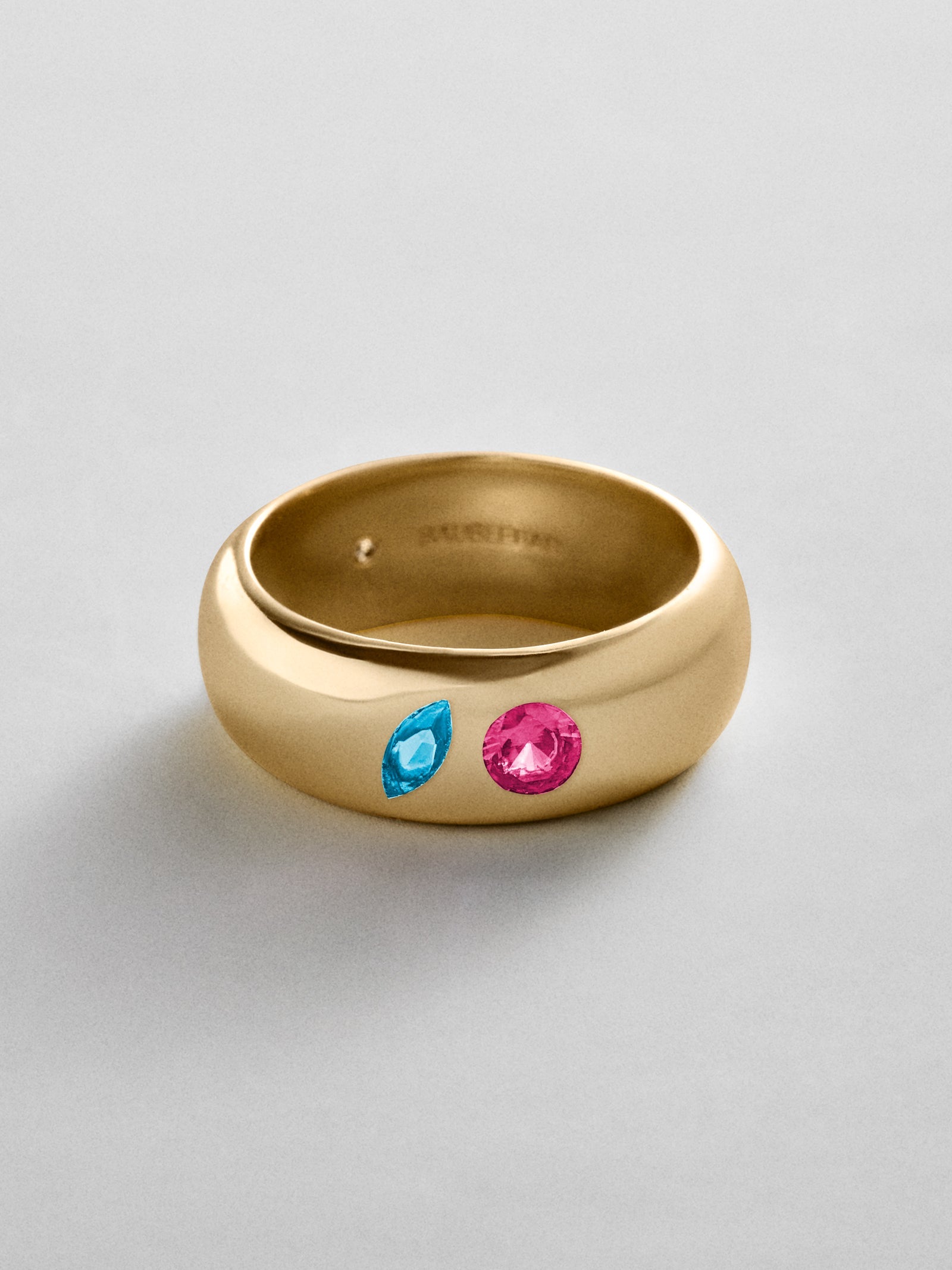 Multi-Stone Puffy Custom Birthstone Ring - Gold