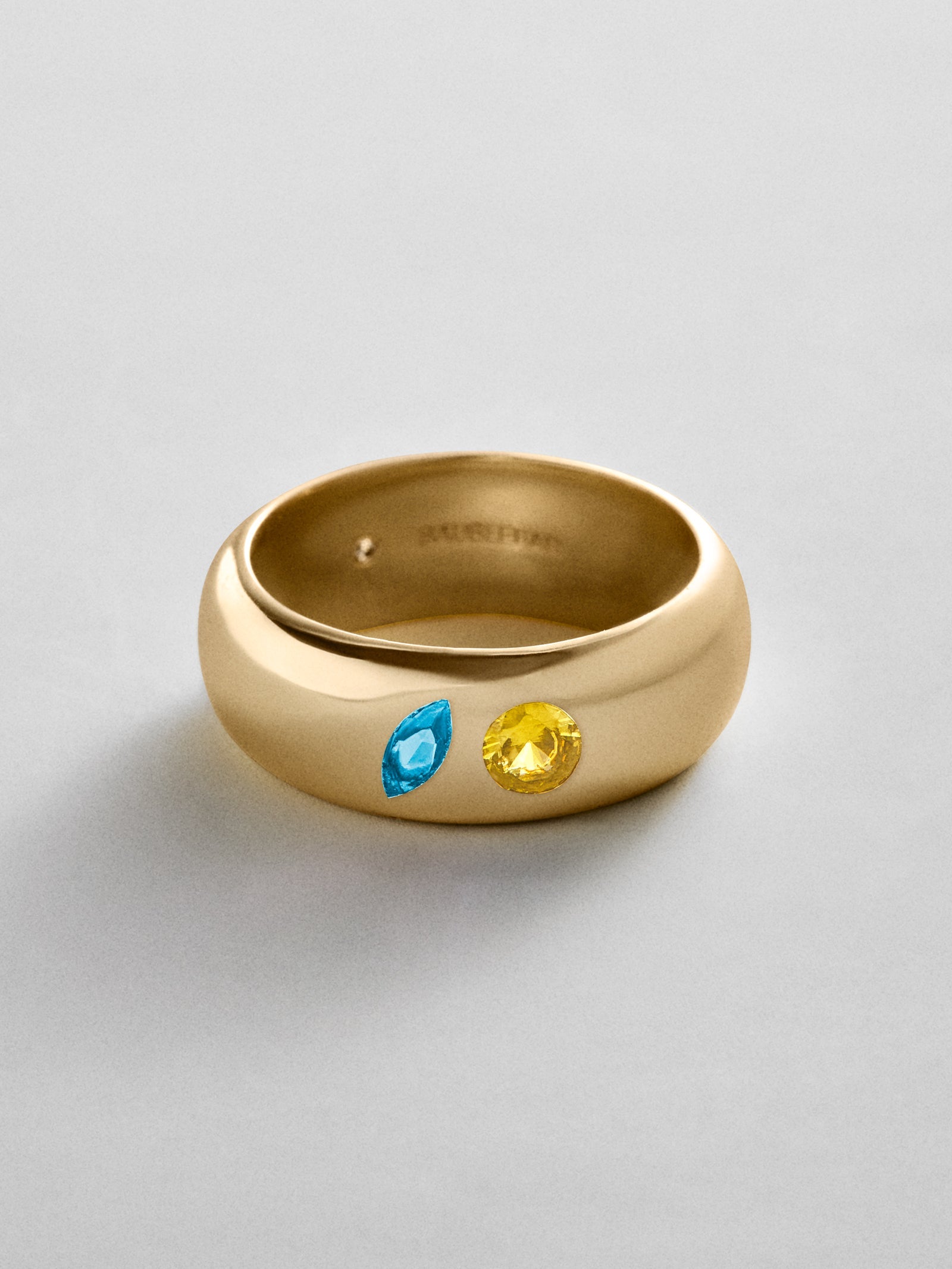 Multi-Stone Puffy Custom Birthstone Ring - Gold