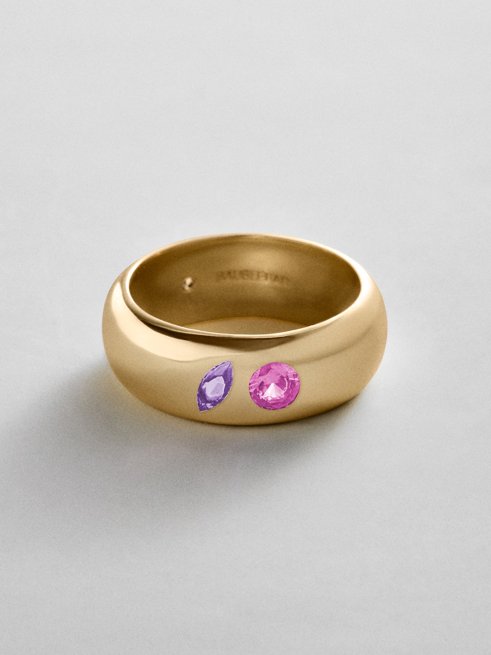 Multi-Stone Puffy Custom Birthstone Ring - Gold