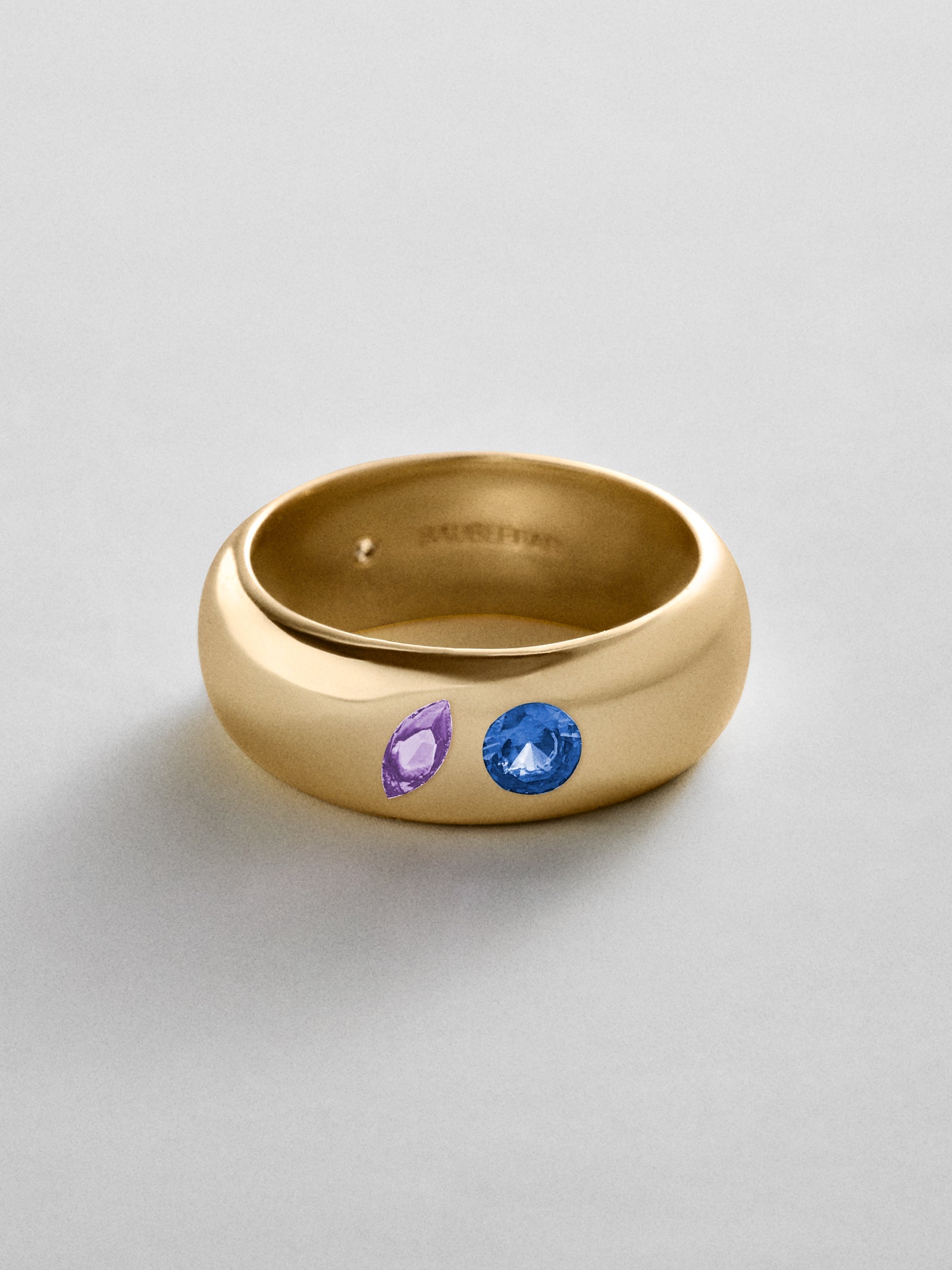 Multi-Stone Puffy Custom Birthstone Ring - Gold