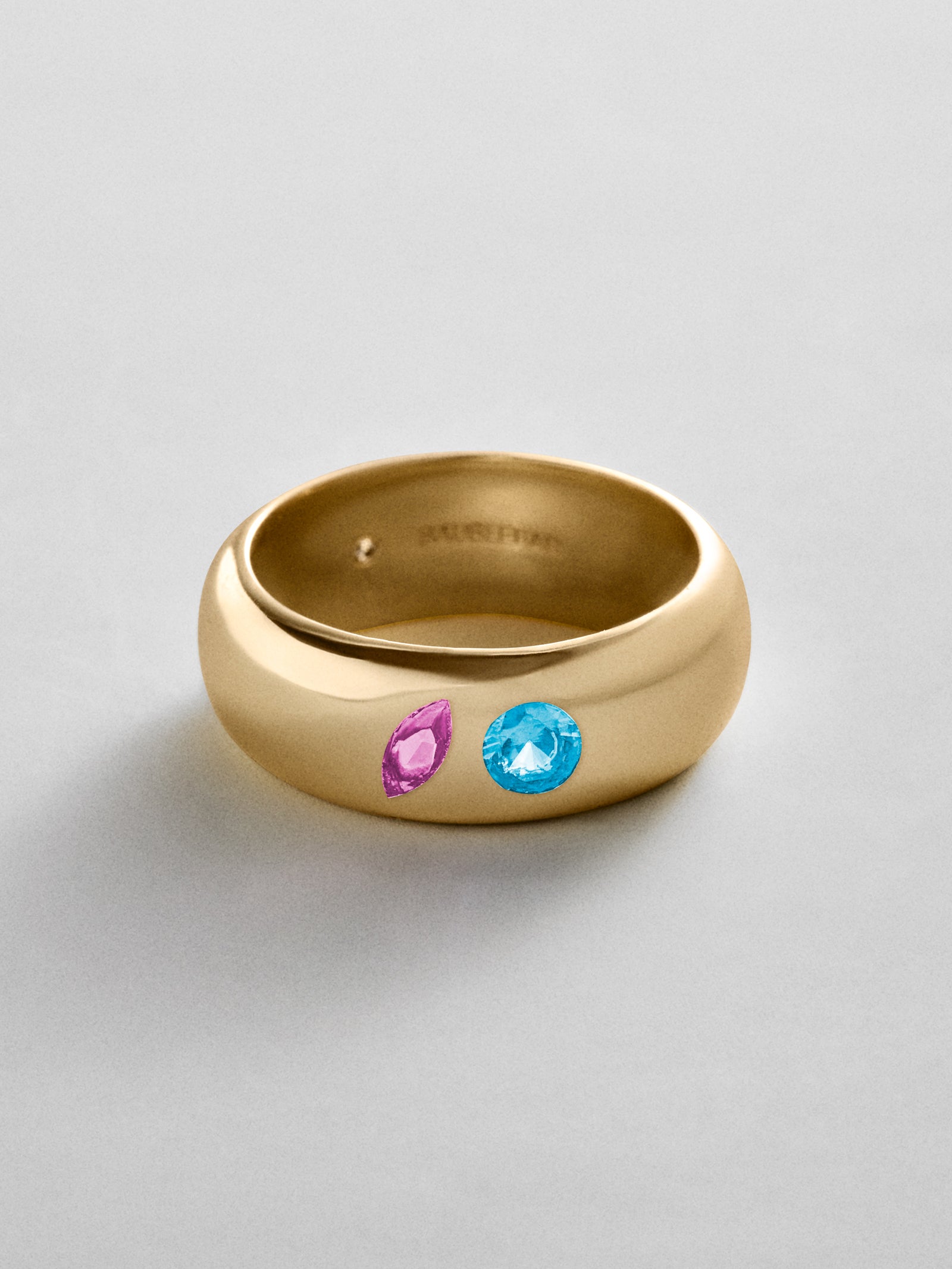Multi-Stone Puffy Custom Birthstone Ring - Gold