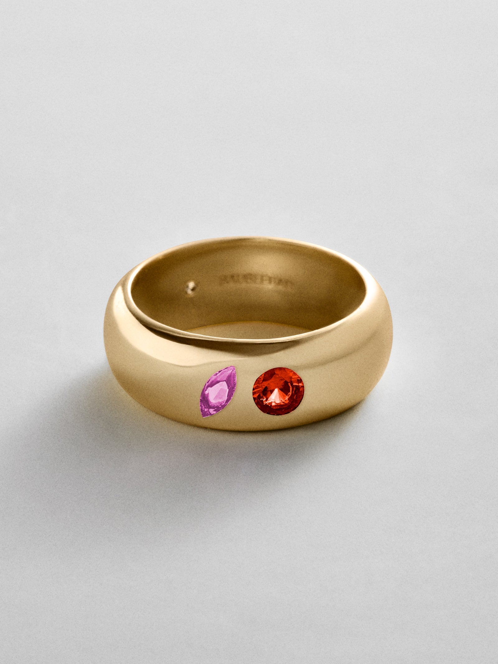 Multi-Stone Puffy Custom Birthstone Ring - Gold