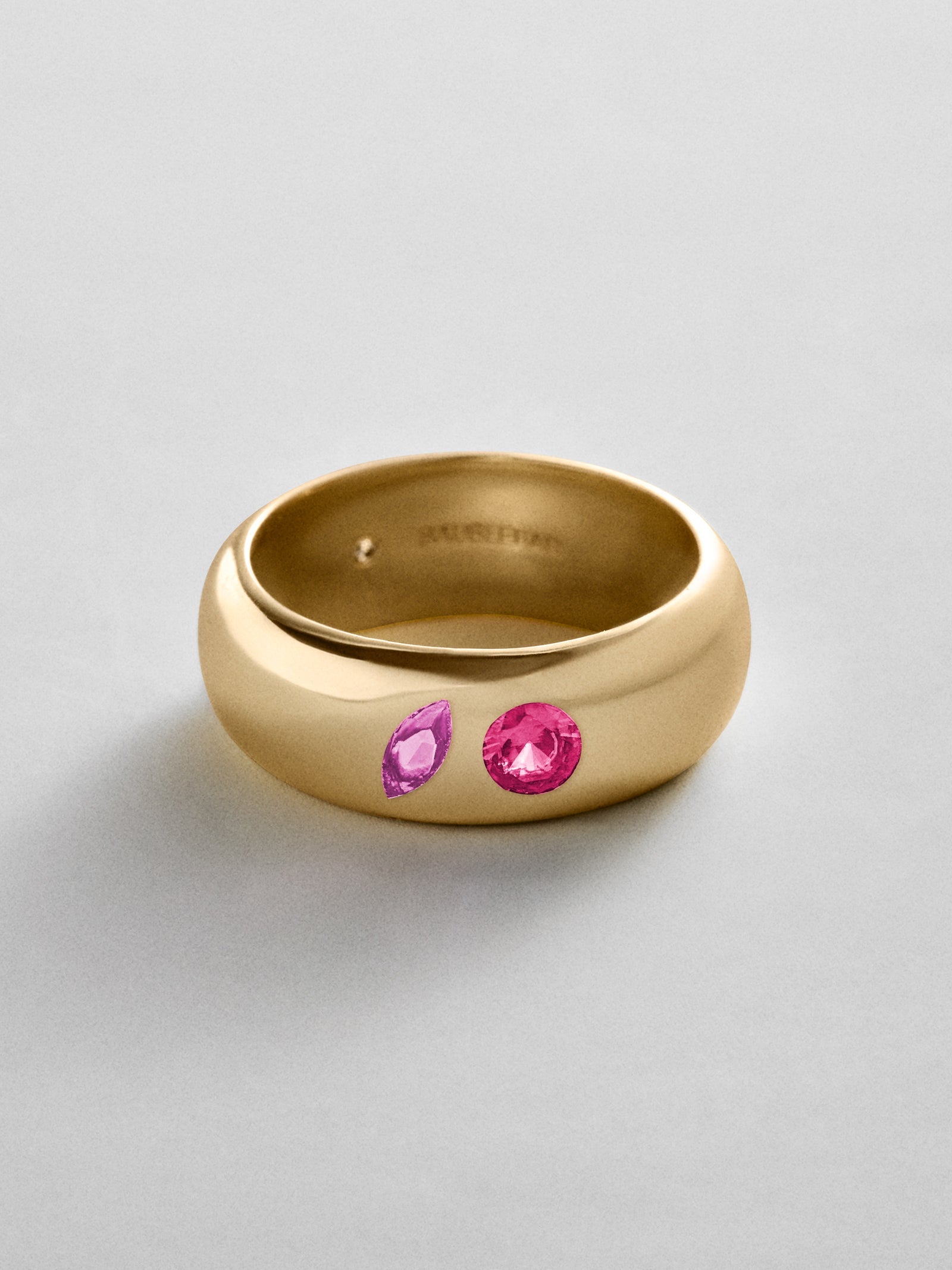 Multi-Stone Puffy Custom Birthstone Ring - Gold