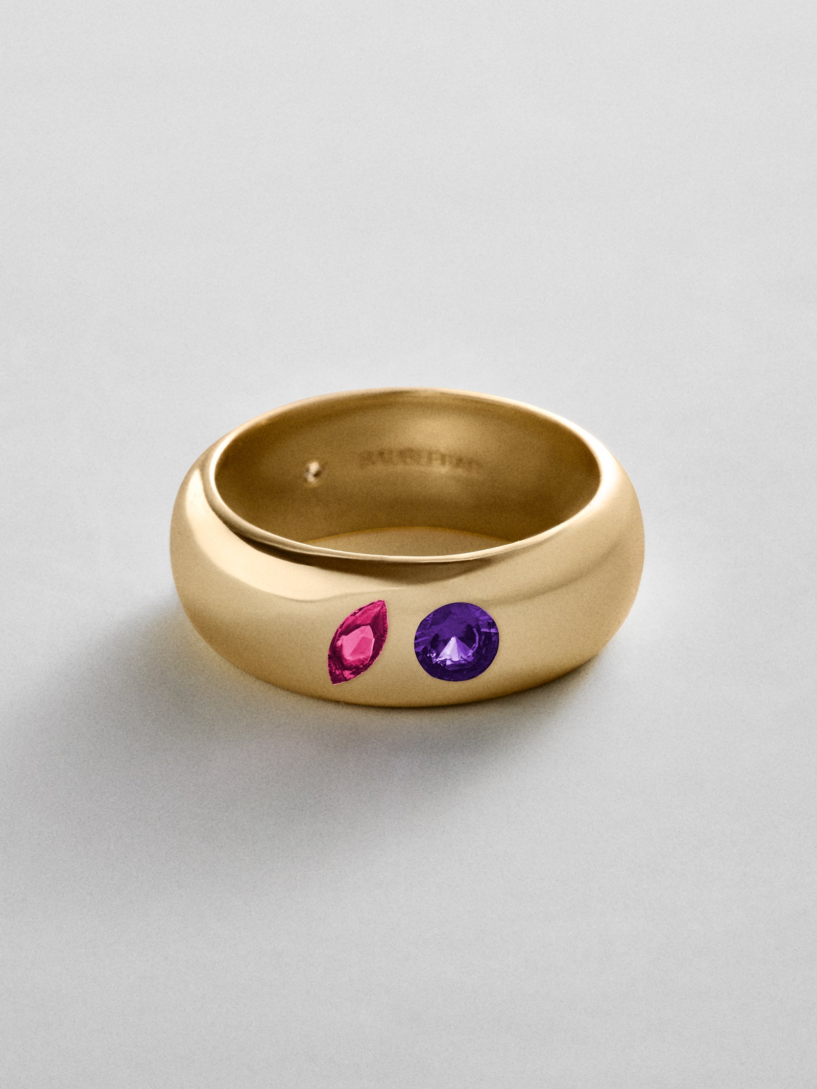 Multi-Stone Puffy Custom Birthstone Ring - Gold