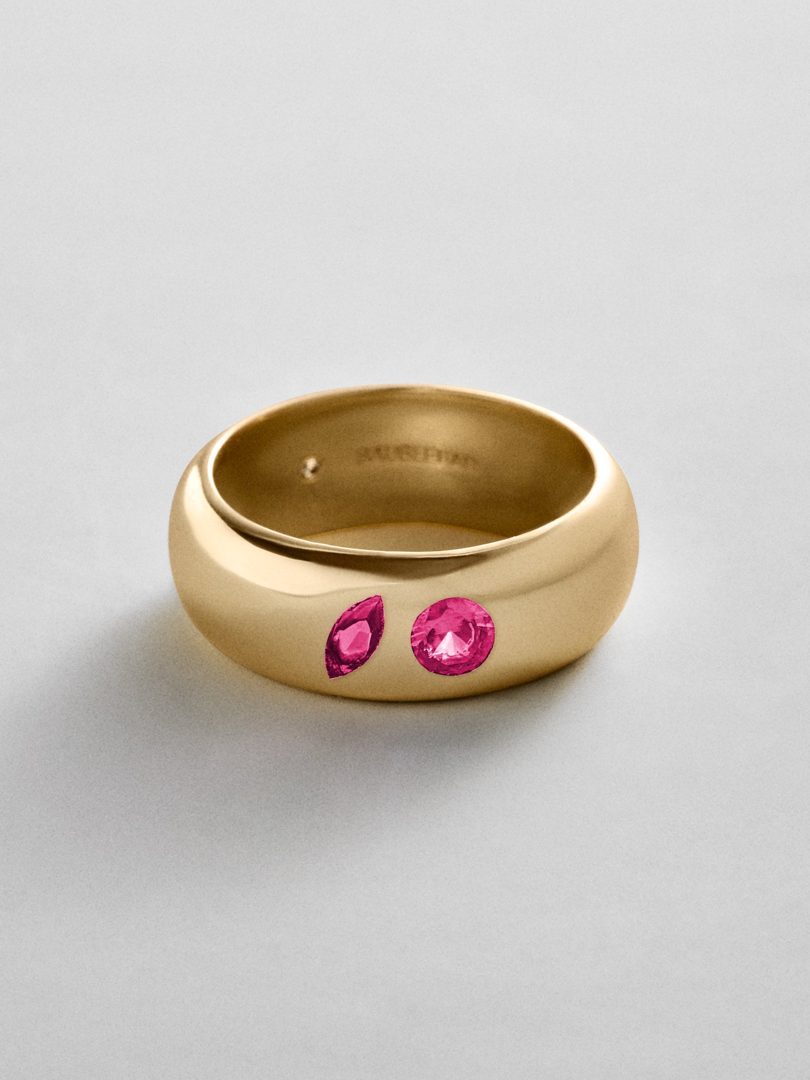 Multi-Stone Puffy Custom Birthstone Ring - Gold