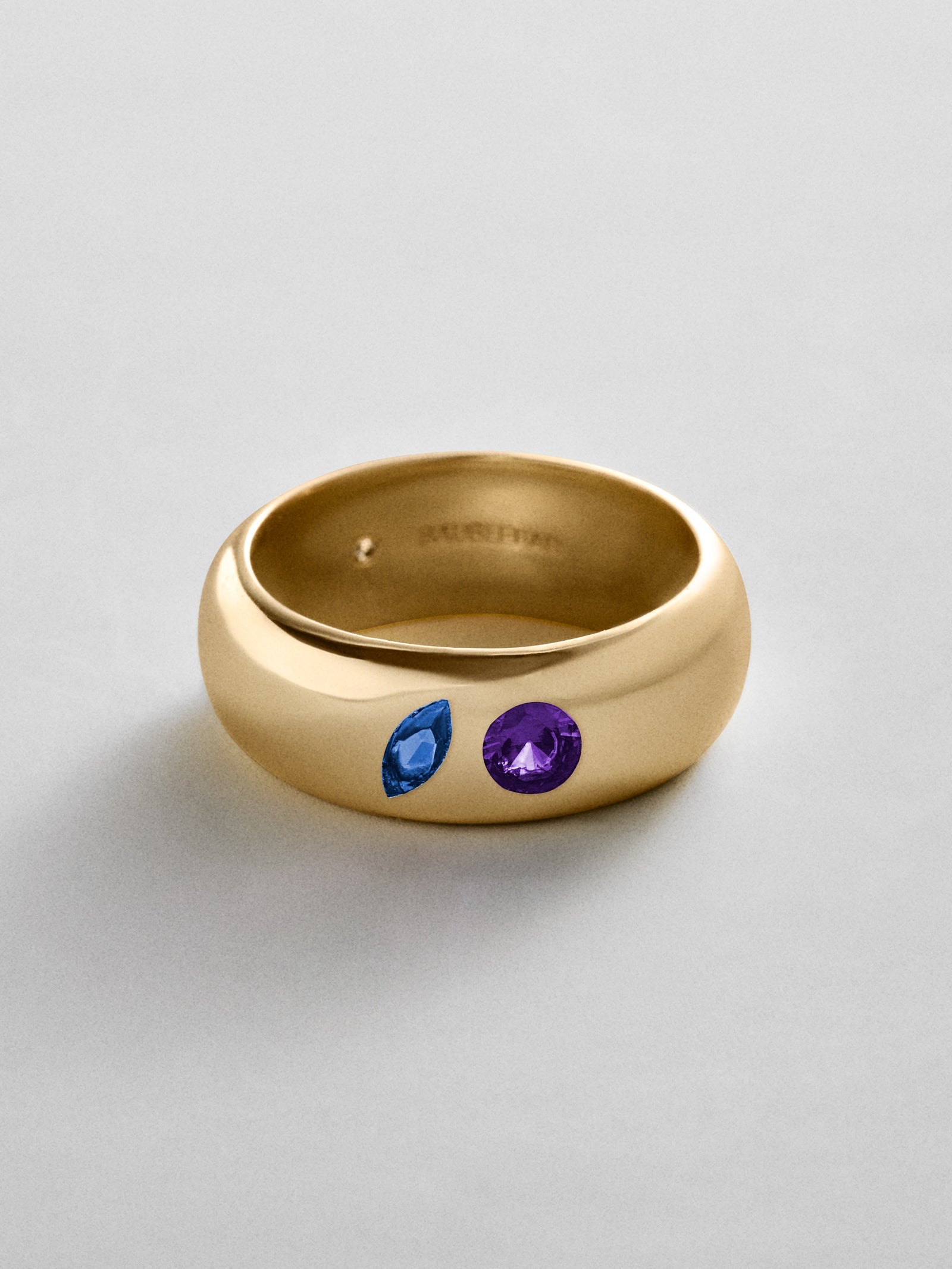 Multi-Stone Puffy Custom Birthstone Ring - Gold