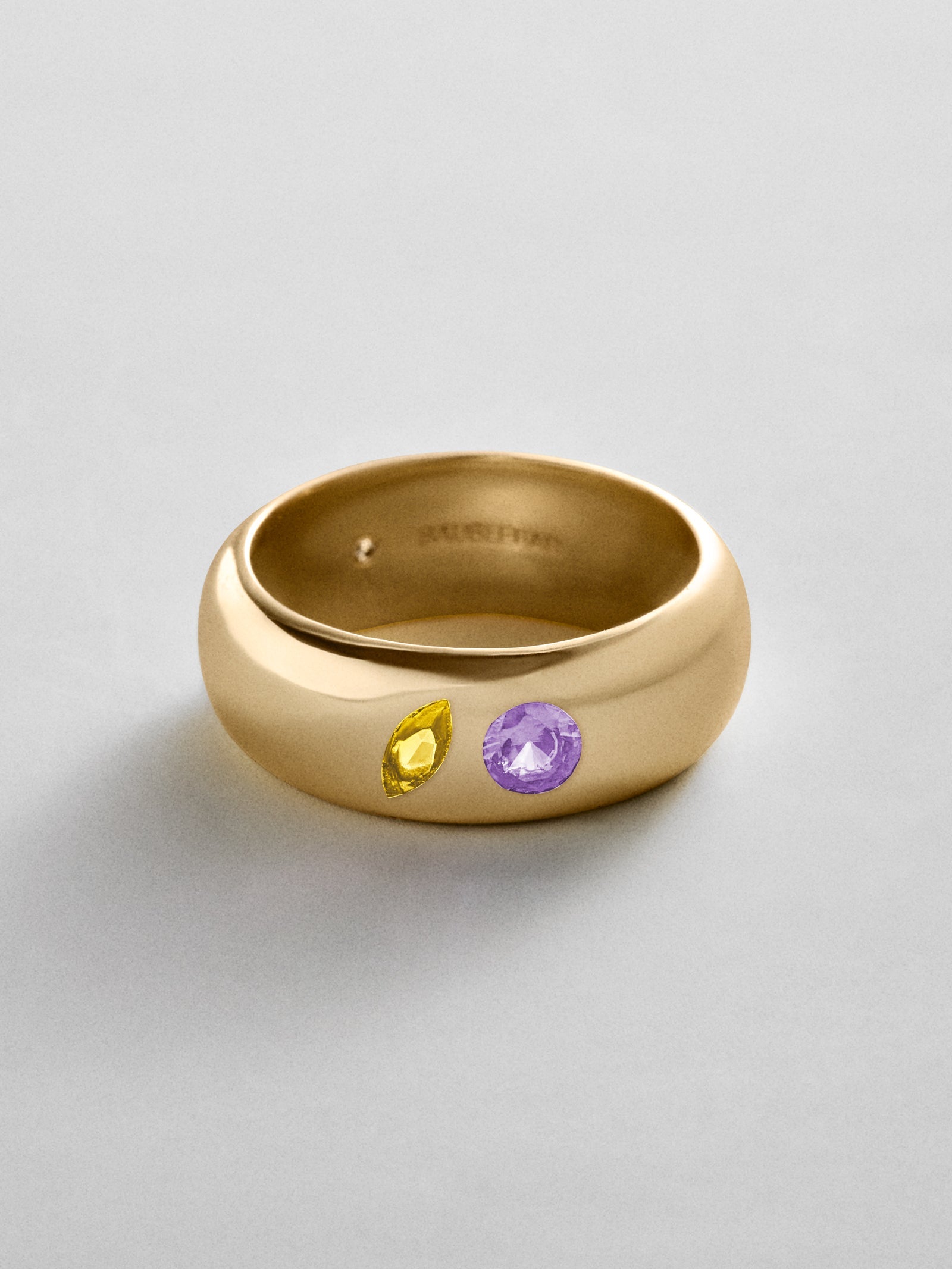 Multi-Stone Puffy Custom Birthstone Ring - Gold