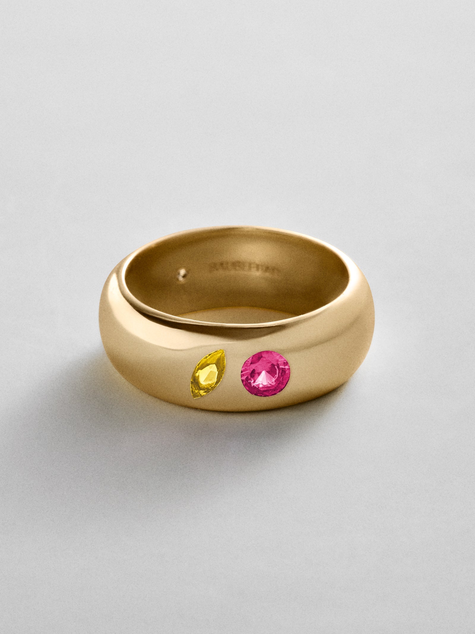 Multi-Stone Puffy Custom Birthstone Ring - Gold