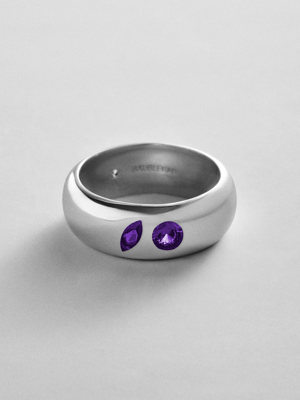 Multi-Stone Puffy Custom Birthstone Ring - Silver