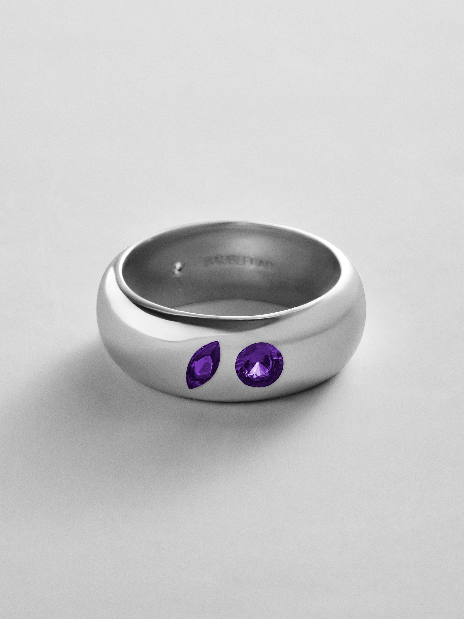 Multi-Stone Puffy Custom Birthstone Ring - Silver