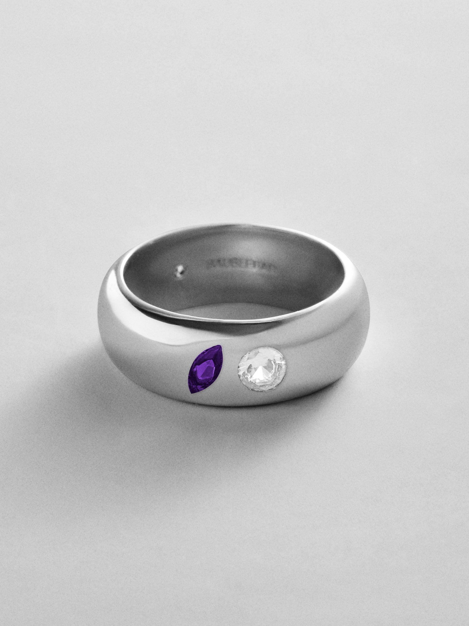 Multi-Stone Puffy Custom Birthstone Ring - Silver