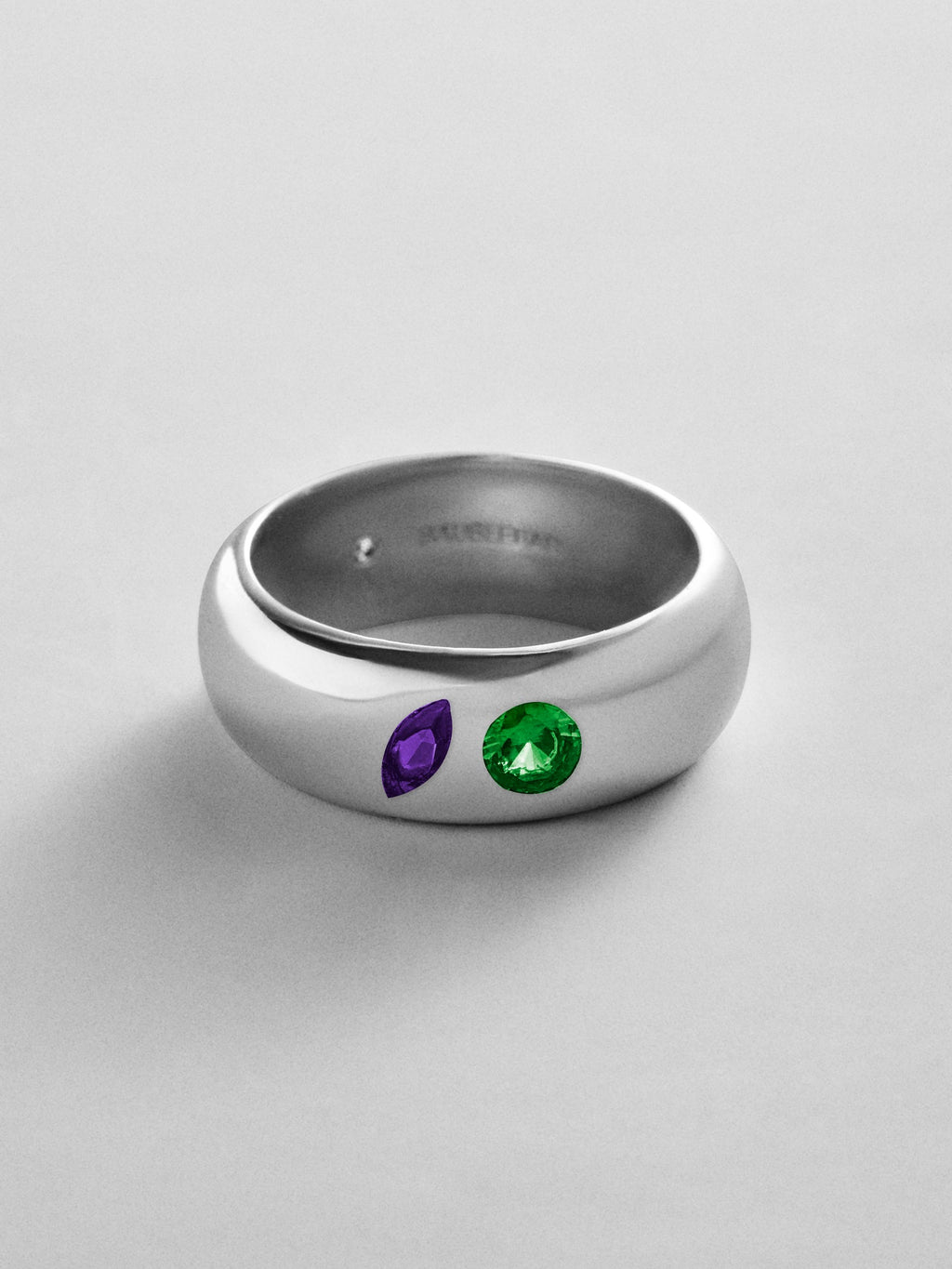 Multi-Stone Puffy Custom Birthstone Ring - Silver